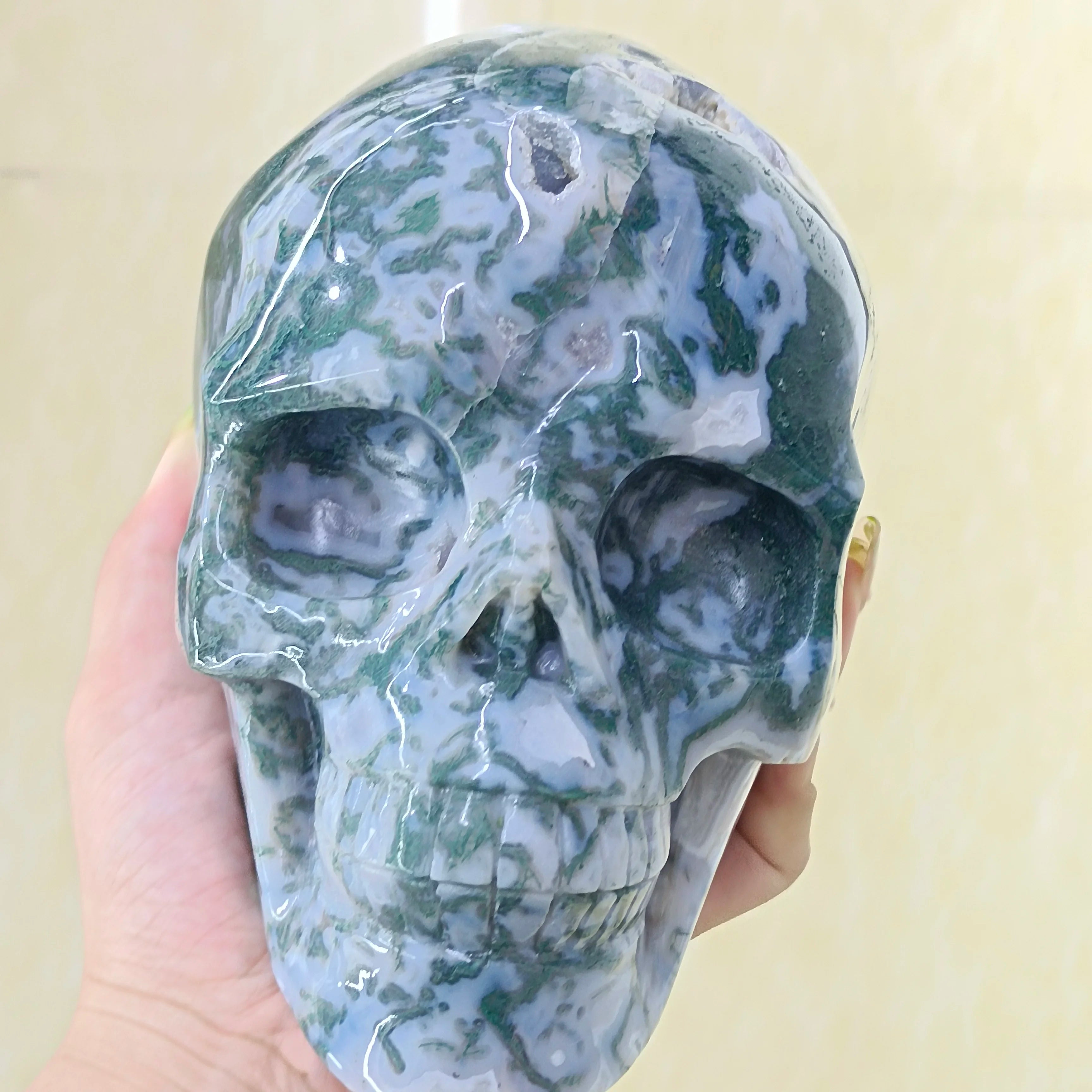 Large Natural Black Onyx Crystal Skull Carving - Agate Gemstone for Reiki Healing, Feng Shui Decor & Spiritual Gifts | Perfect for Meditation Rooms, Altars & Home Decor
