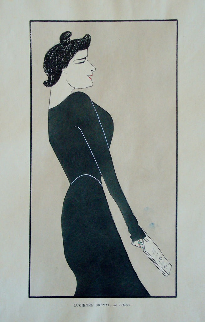 1899 Original Art Nouveau French Pochoir Print - Nos Actrices by Lucienne Breval Cappiello | Vintage Theatre Poster, Home Decor & Art Collection