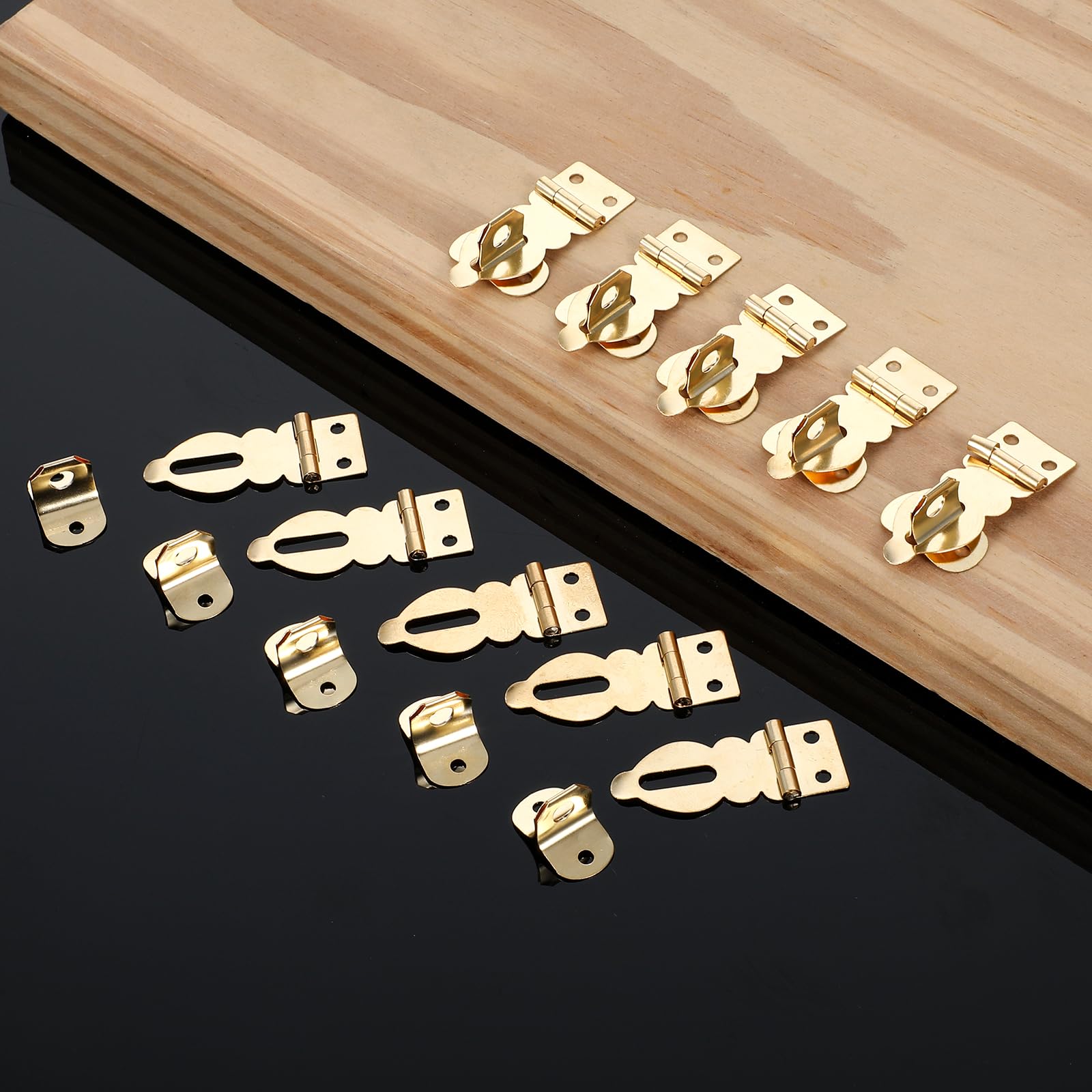 10 Pcs Mini Padlock Hasp Set - Decorative Gold Metal Latch with Screws for Wooden Box, Jewelry Box, Suitcase & Furniture - Secure Buckle Lock for Home, Office & Travel Organization