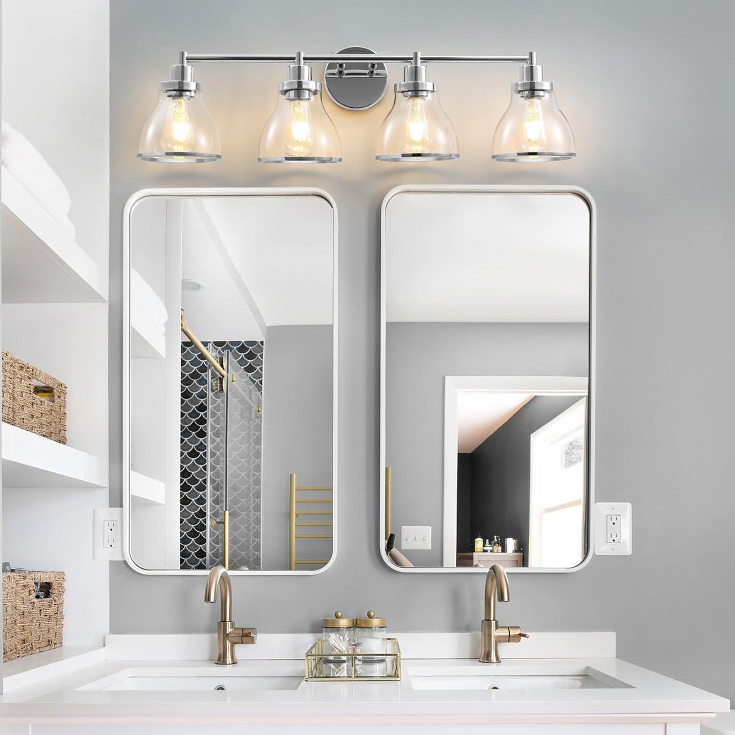 Hermosa Modern 4-Light Bathroom Vanity Light Fixture - Brushed Nickel Finish for Bathroom Mirror Lighting, Perfect for Modern Home Decor and Spa-Like Ambiance