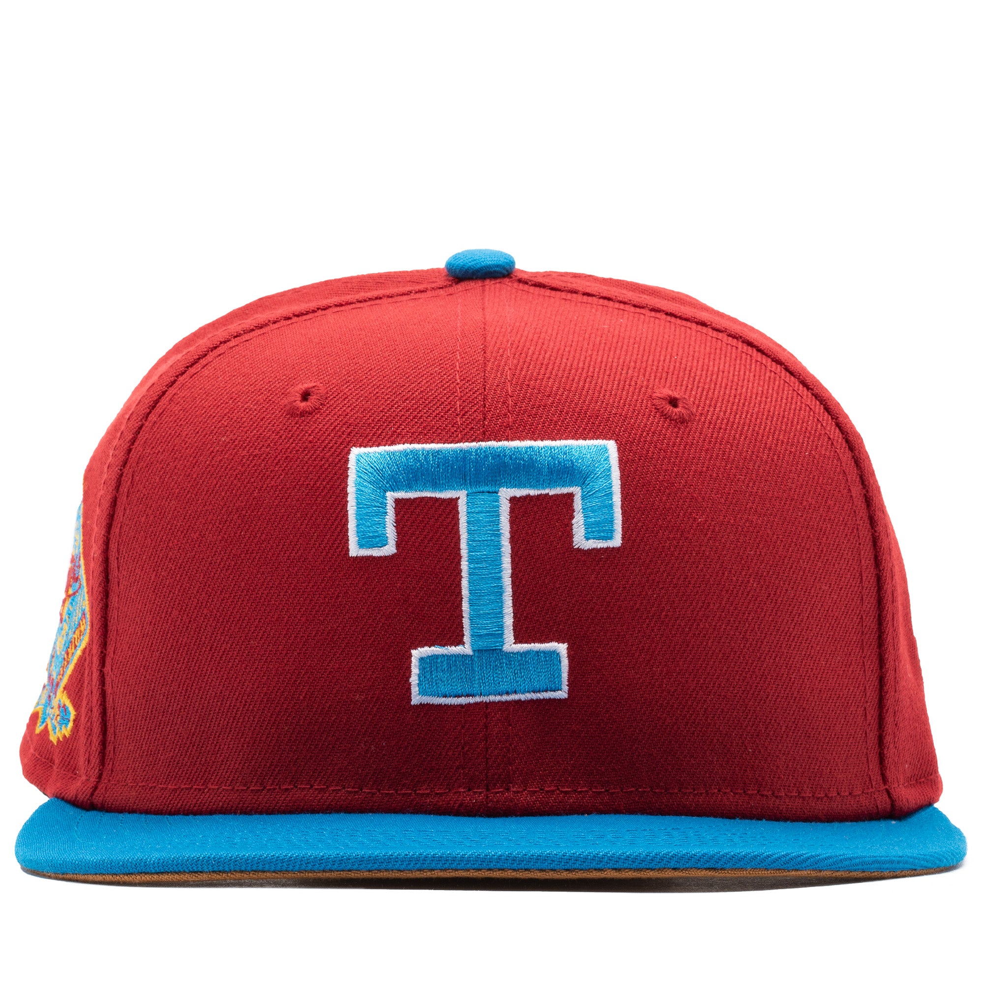 New Era x Politics Texas Rangers 59FIFTY Fitted Hat - Pinot Red/Cardinal Blue - Official MLB Baseball Cap for Men & Women - Perfect for Rangers Games, Sports Events & Streetwear Fashion
