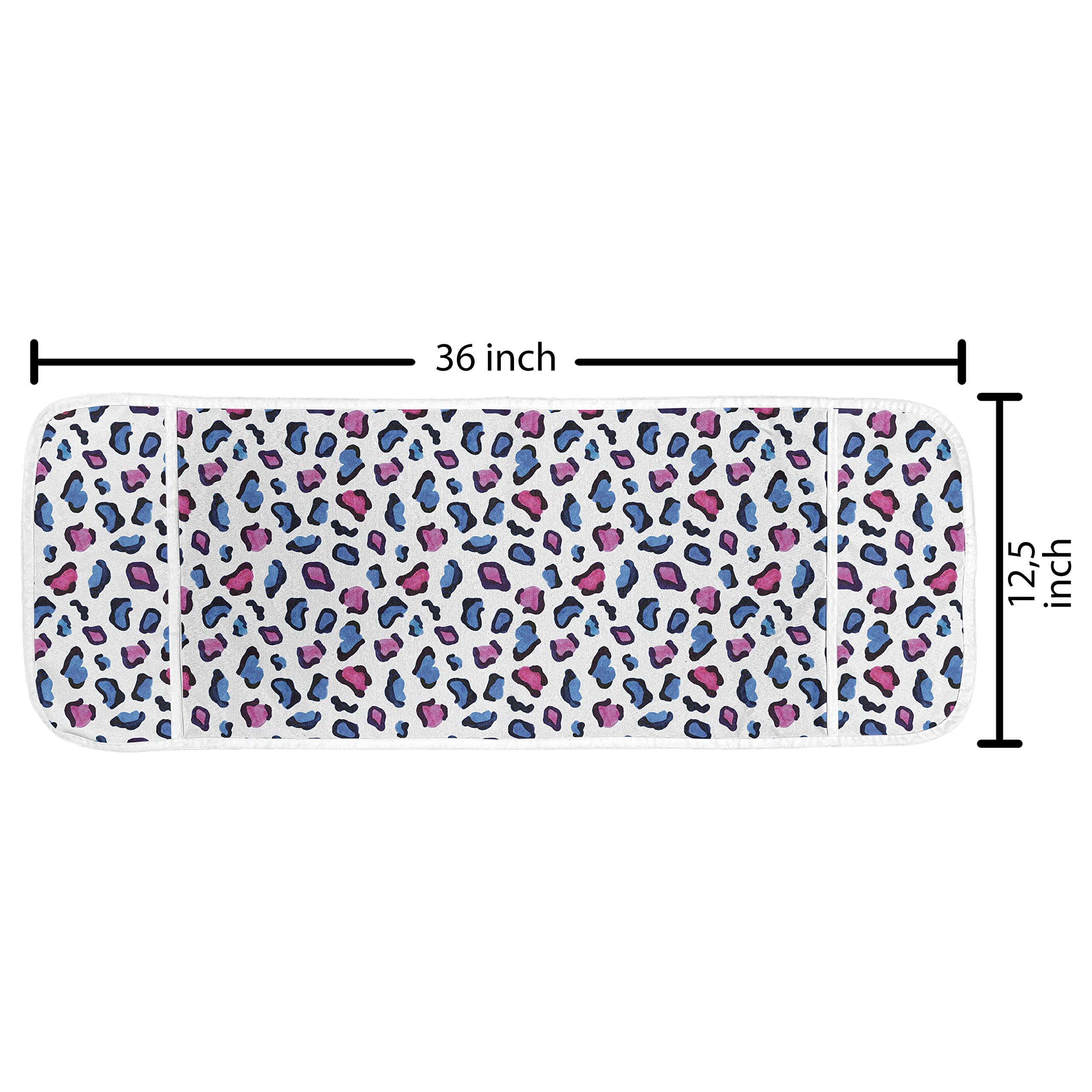 Ambesonne Waterproof Microwave Cover with Pockets - Exotic Savannah Animal Print in Blue, Pink & Black - 36