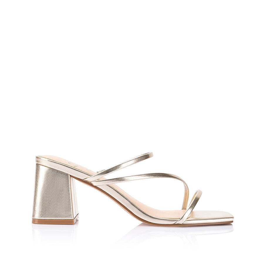 Stanford Block Heel Mules - Comfortable Slip-On Shoes for Women | Champagne Gold | Perfect for Office, Date Night & Casual Outings
