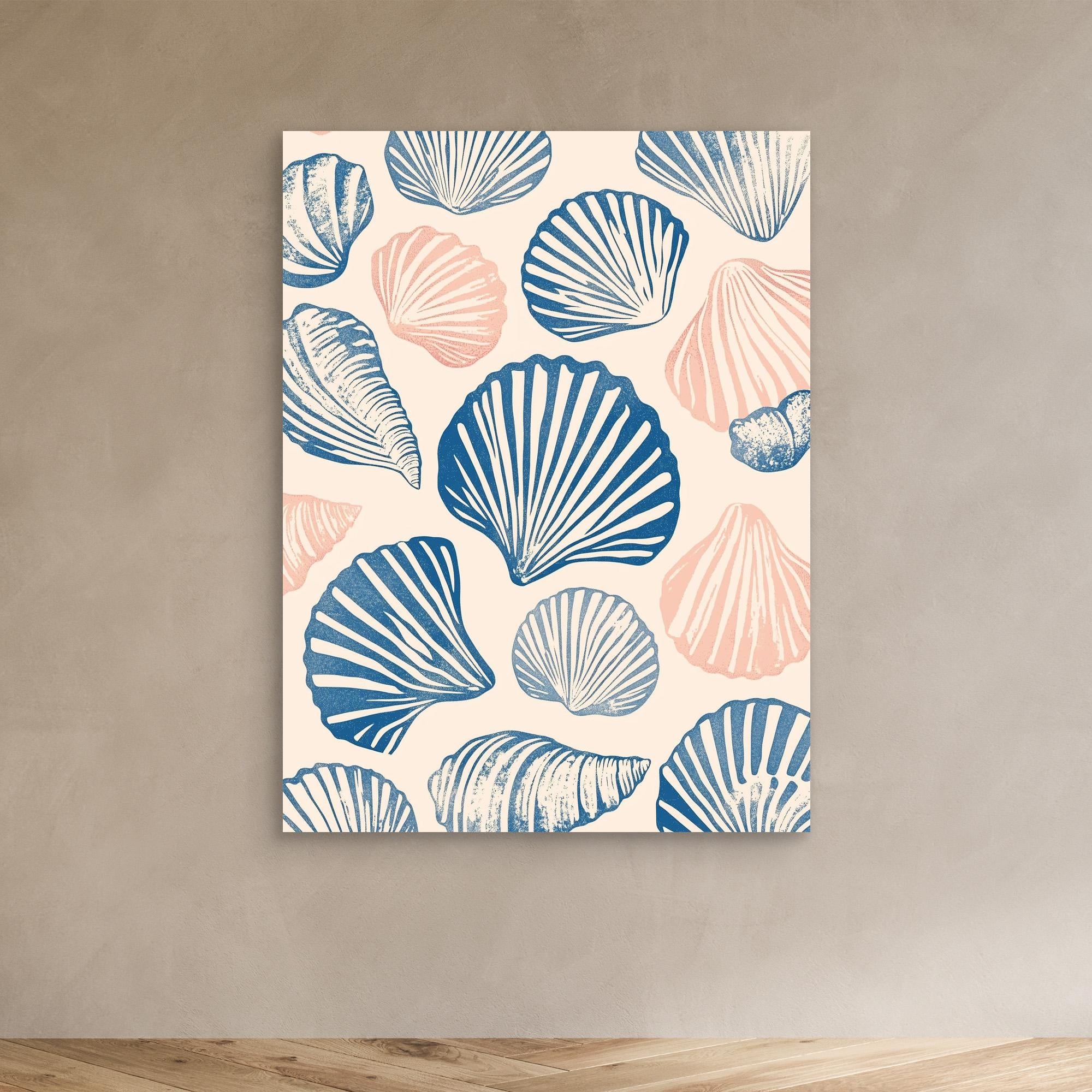 Seashell Pattern Canvas Print by Melloi Art Prints - Coastal Decor for Beach House, Living Room & Office Wall Art