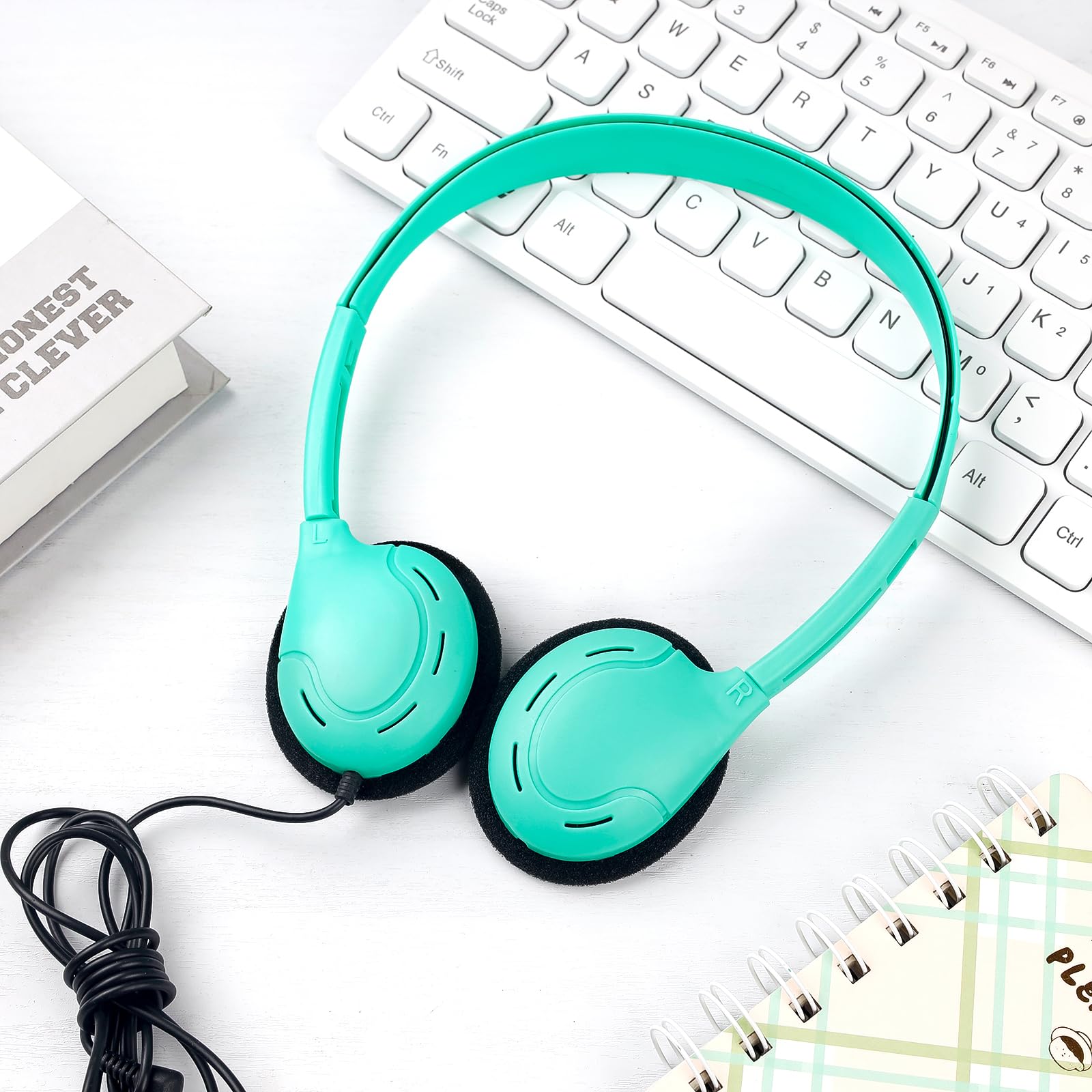 20 Pack Bulk Classroom Headphones for Kids - Adjustable On-Ear Headphones with 3.5mm Jack for School, Library, Online Learning & Home Study (Multi Color) - Perfect for Students, Teachers & Remote Education