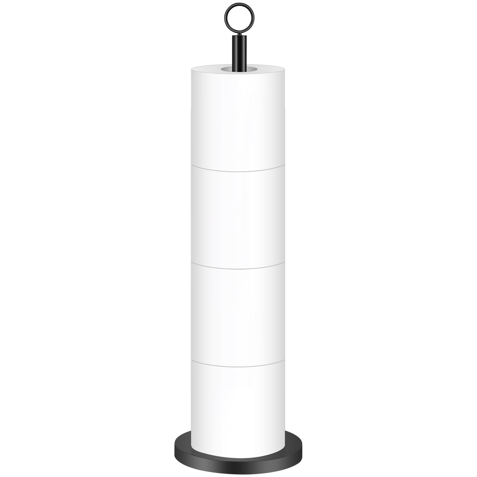 DECLUTTR Free Standing Toilet Paper Holder Stand - Holds 4 Spare Rolls, Black Bathroom Tissue Dispenser for Home, Office & RV Use