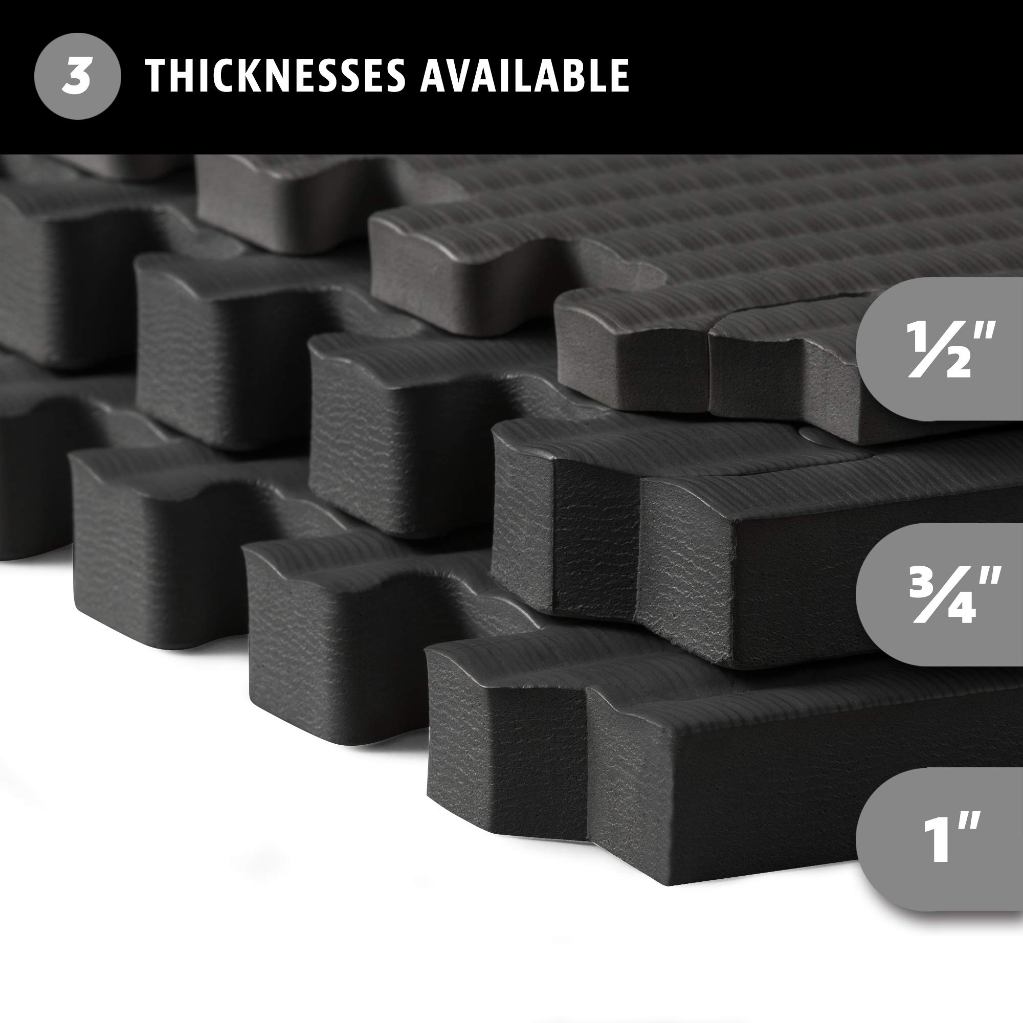 3/4 Inch Thick EVA Foam Martial Arts Exercise Mats - Interlocking Tatami Pattern Floor Tiles for Home Gym, MMA Training, Yoga & Anti-Fatigue - 24