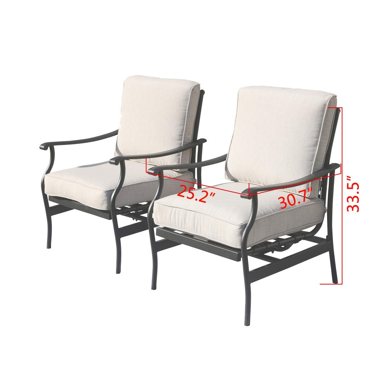 LOKATSE HOME 2-Piece Outdoor Patio Bistro Dining Set - Wrought Iron Chairs with Beige Cushions for Garden, Balcony, and Backyard Relaxation