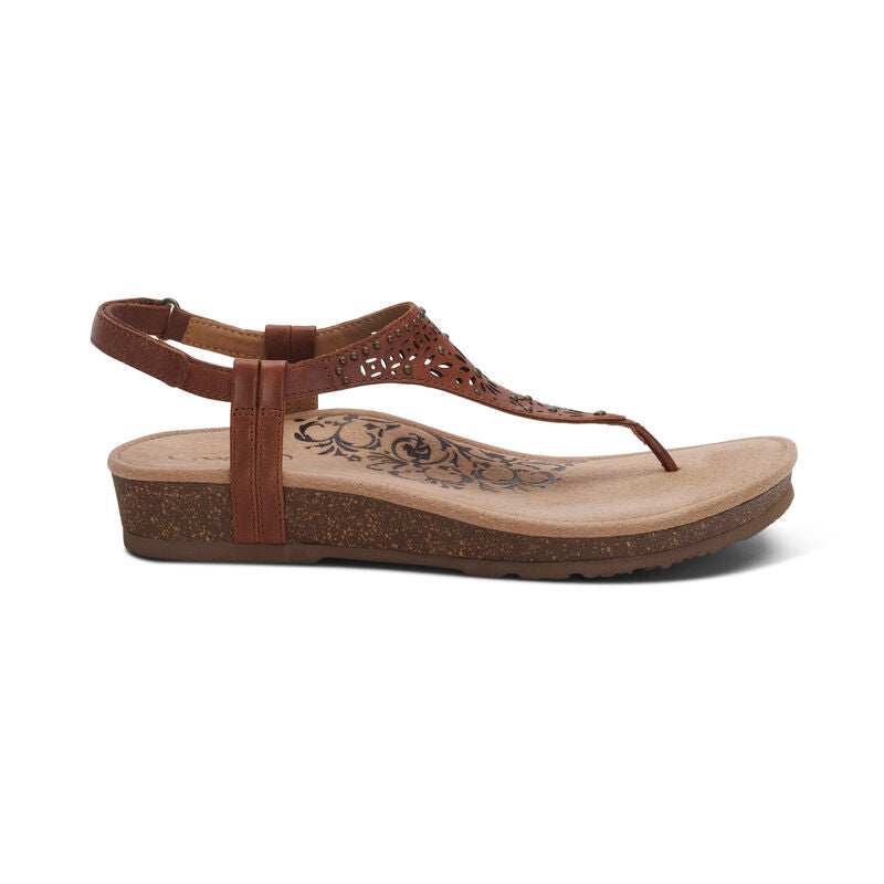 Aetrex Evelyn Walnut Women's Orthotic Sandals - Comfortable Arch Support for Walking, Travel & Everyday Wear