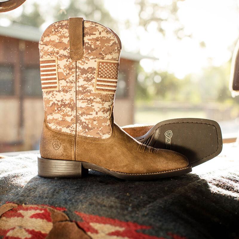 Patriotic Western Boots for Men & Women - Sporty Cowboy Boots in Antique Mocha - Perfect for Rodeo, Country Dancing & Western Fashion