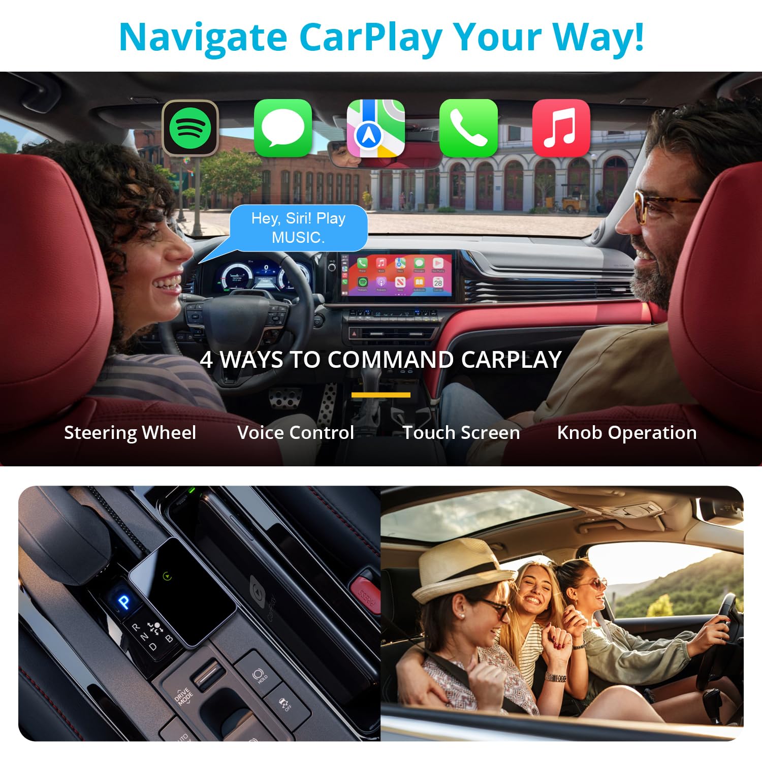 2025 Wireless CarPlay Adapter for iPhone - Seamless iOS 10+ Connectivity, Plug & Play CarPlay Wireless Dongle for Cars (Not Compatible with Android Auto) - Perfect for Commuting, Road Trips & Hands-Free Driving