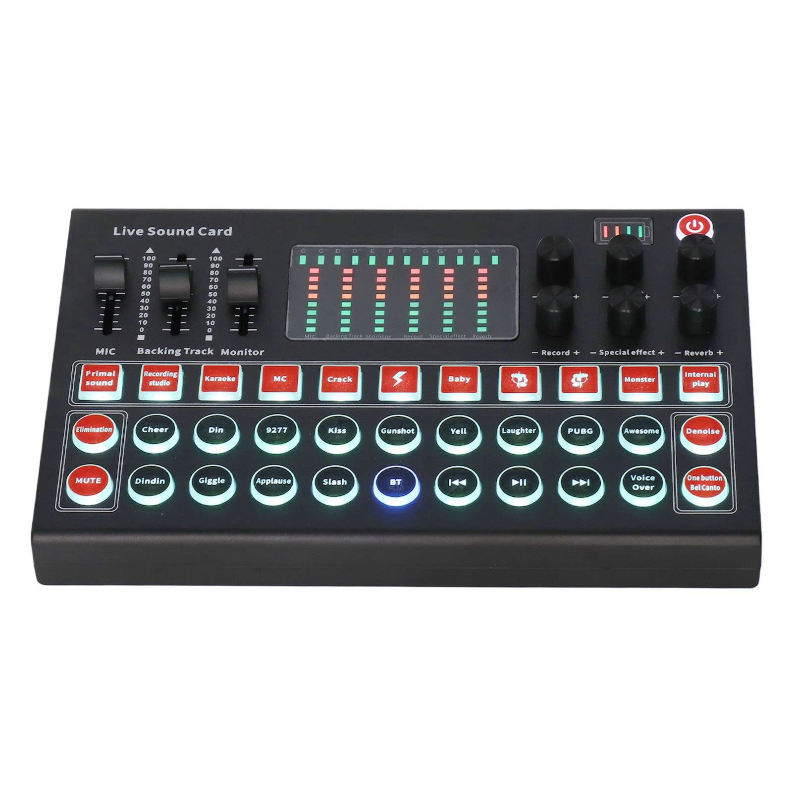 Professional Voice Changer Sound Board with LED Display - Noise Reduction, Bluetooth & Dual Channel Live Sound Card for Recording, Podcasting & Gaming (USB Audio Mixer for PC/Mac/Streaming)