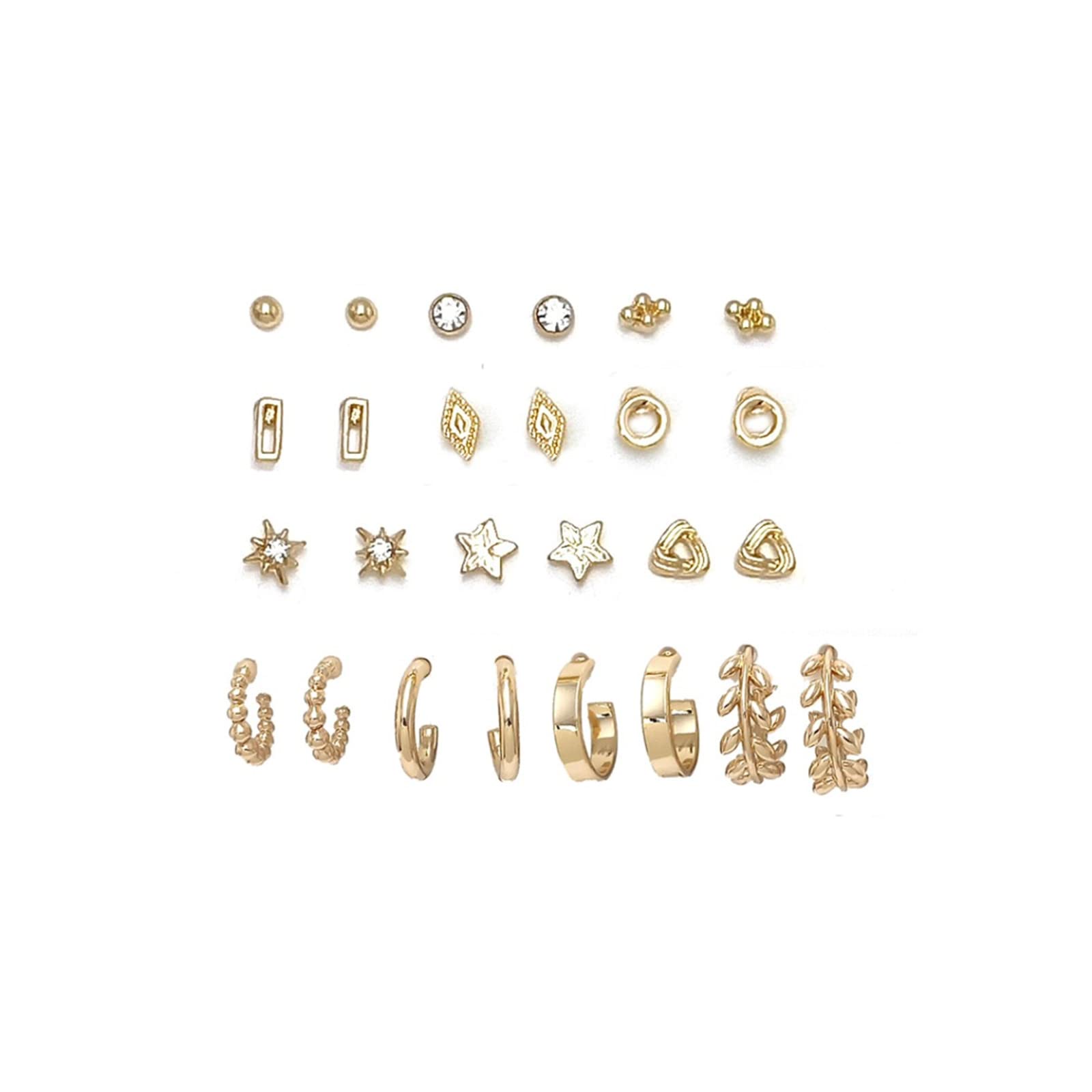 LANE WOODS 14K Gold Plated Hoop & Stud Earrings Set - Hypoallergenic Dainty Jewelry Gift for Women & Girls | Perfect for Everyday Wear, Parties & Special Occasions