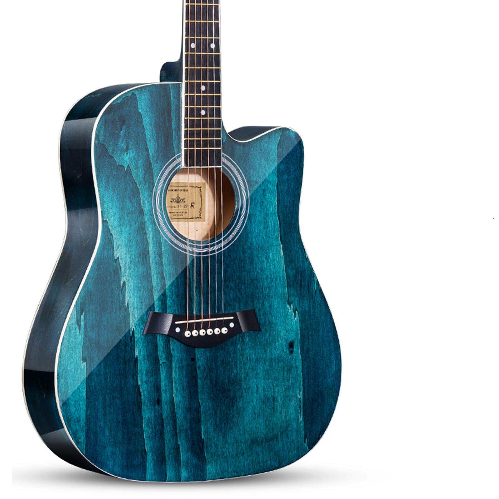 41 Inch Acoustic Guitar Starter Kit with Bag, Strap, Picks & Strings - Retro Style Steel String Student Guitar in Unique Blue Color - Perfect for Beginners, Campfires & Home Decor