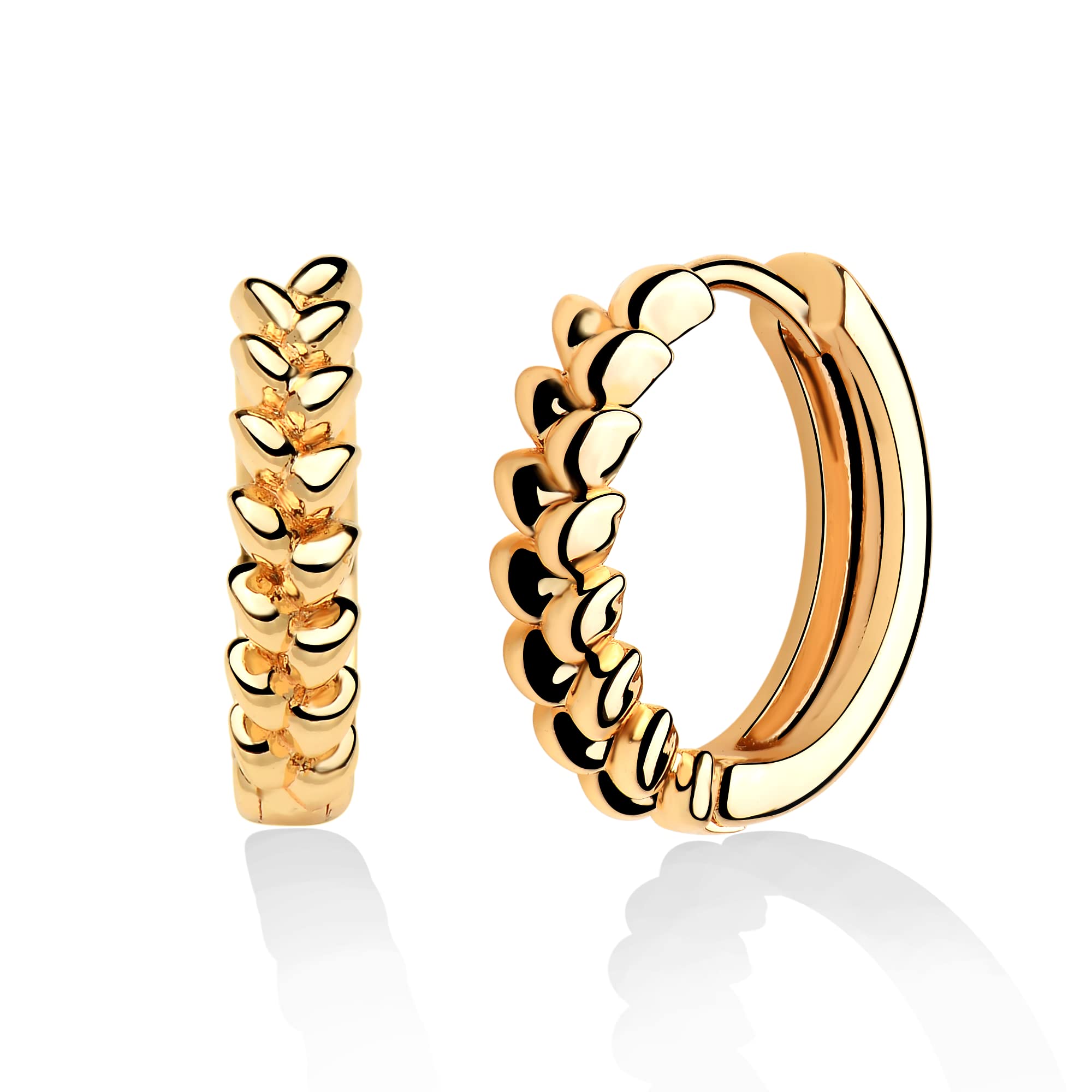 14K Gold Plated Huggie Hoop Earrings for Women - Hypoallergenic Twisted Chain Design, Hollow Out Fashion Jewelry - Perfect for Daily Wear, Office, Dating & Special Occasions