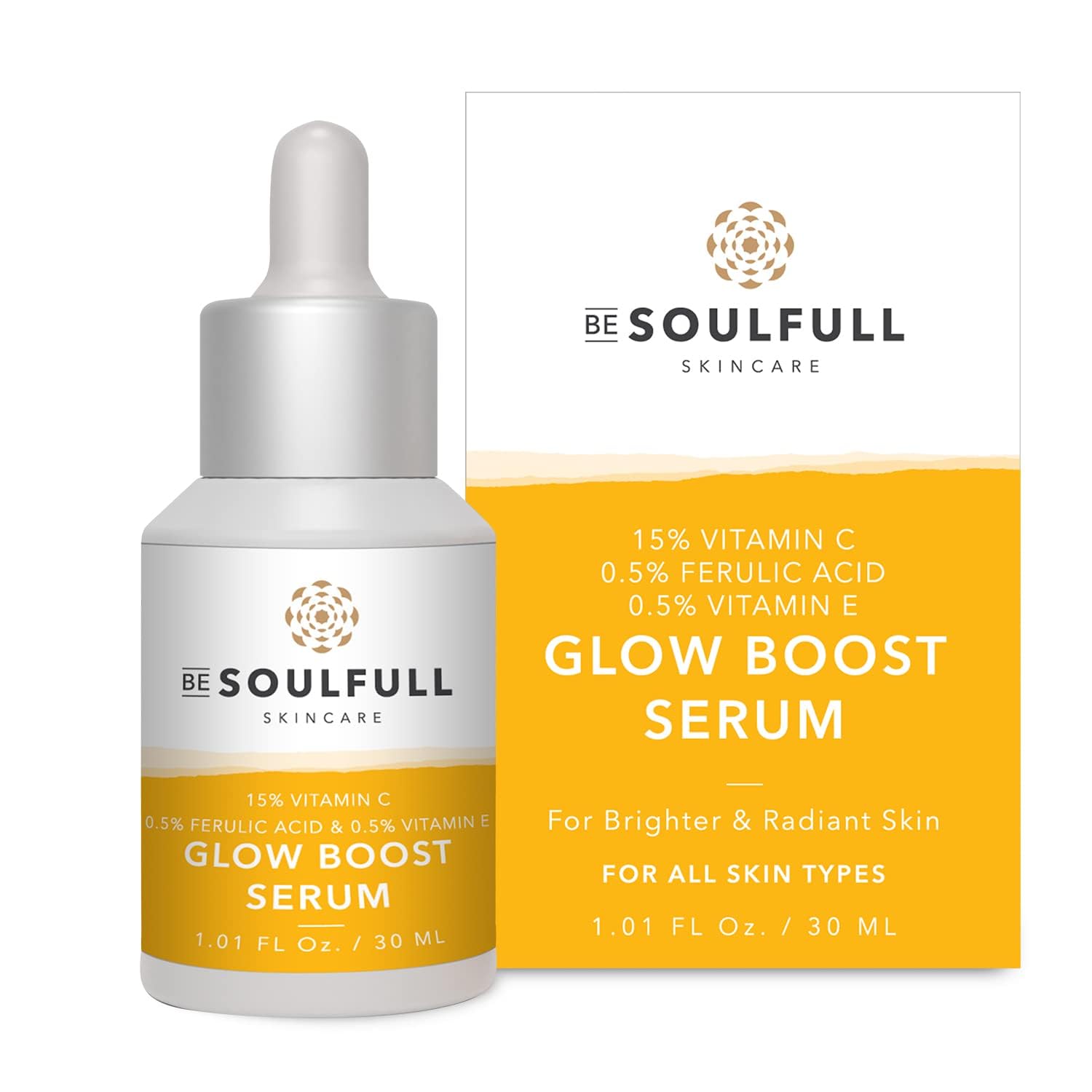 15% Vitamin C Face Serum for Glowing & Soft Skin | Brightening & Hydrating Facial Treatment | Reduce Dark Spots & Wrinkles | 30ml/1 Fl Oz | Perfect for Morning Skincare Routine & Anti-Aging Care