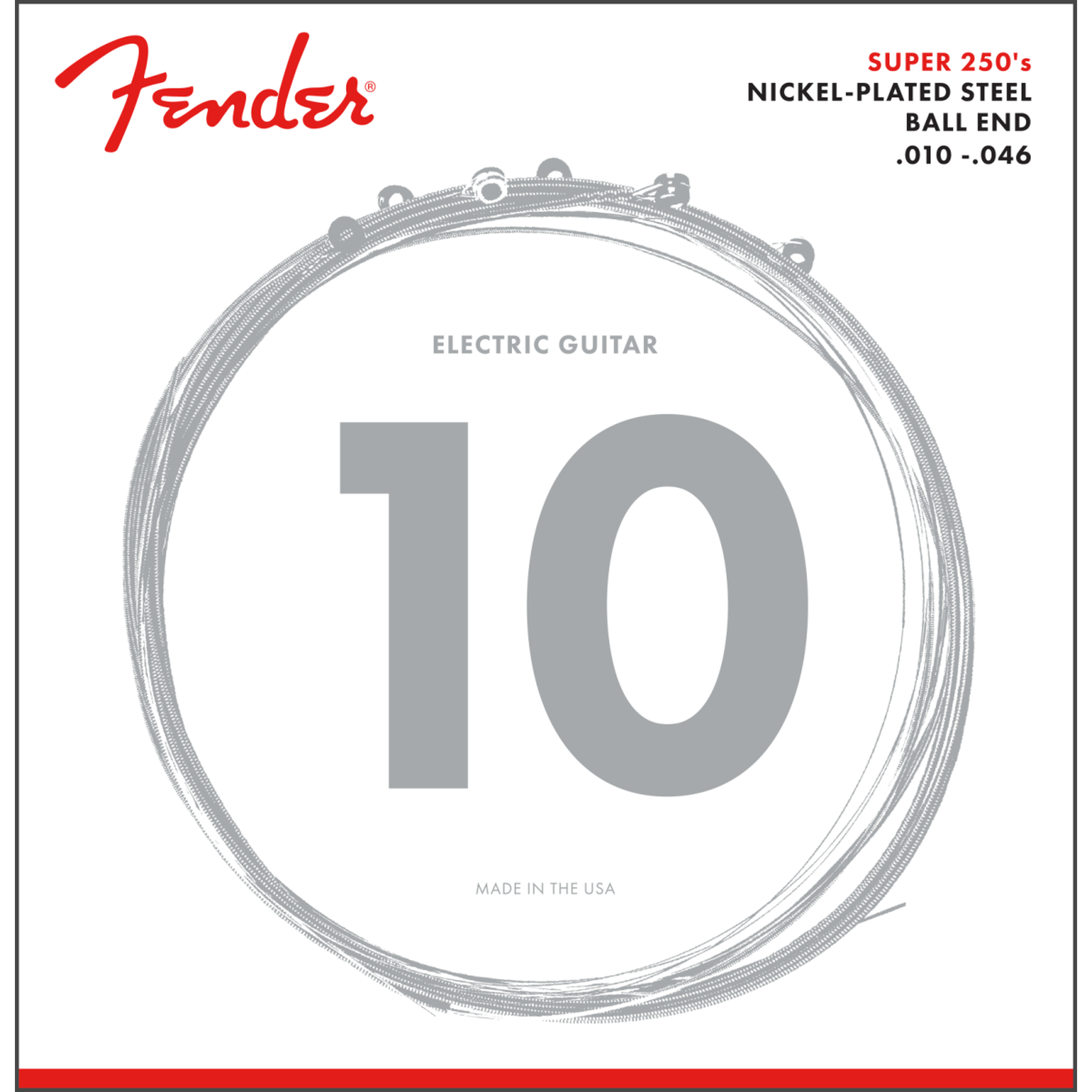 Fender 250R Nickel Plated Steel Electric Guitar Strings - 10-46 Gauge Set for Rock, Blues & Jazz - Perfect for Stratocaster, Telecaster & Electric Guitars