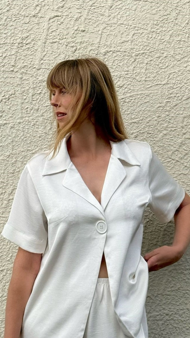 Imogen Button Shirt for Women - Soft Cream Cotton Blouse with Long Sleeves & Classic Collar - Perfect for Office Wear, Casual Outfits & Special Occasions
