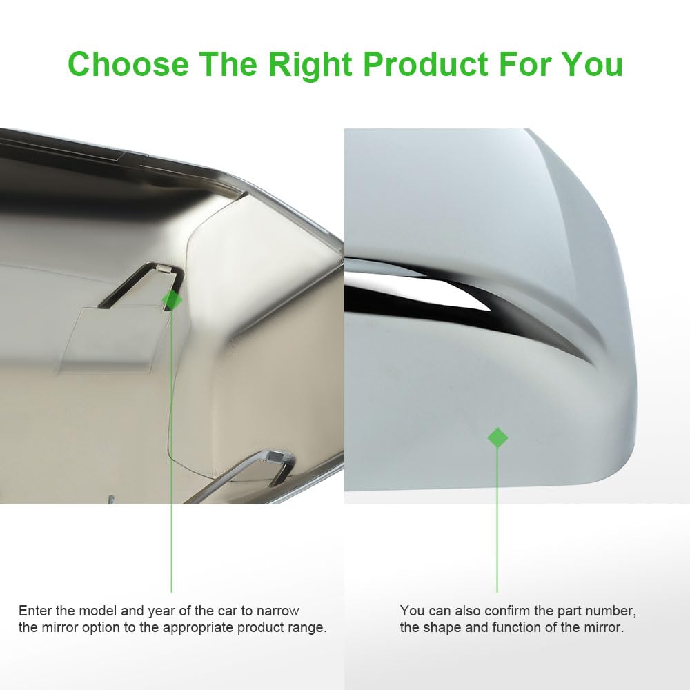 SCITOO Power Heated Side Mirrors with Turn Signal - Compatible with Ford F-150 2015-2018 Models | Chrome Finish, Left & Right Replacement | Perfect for Winter Driving & Enhanced Safety