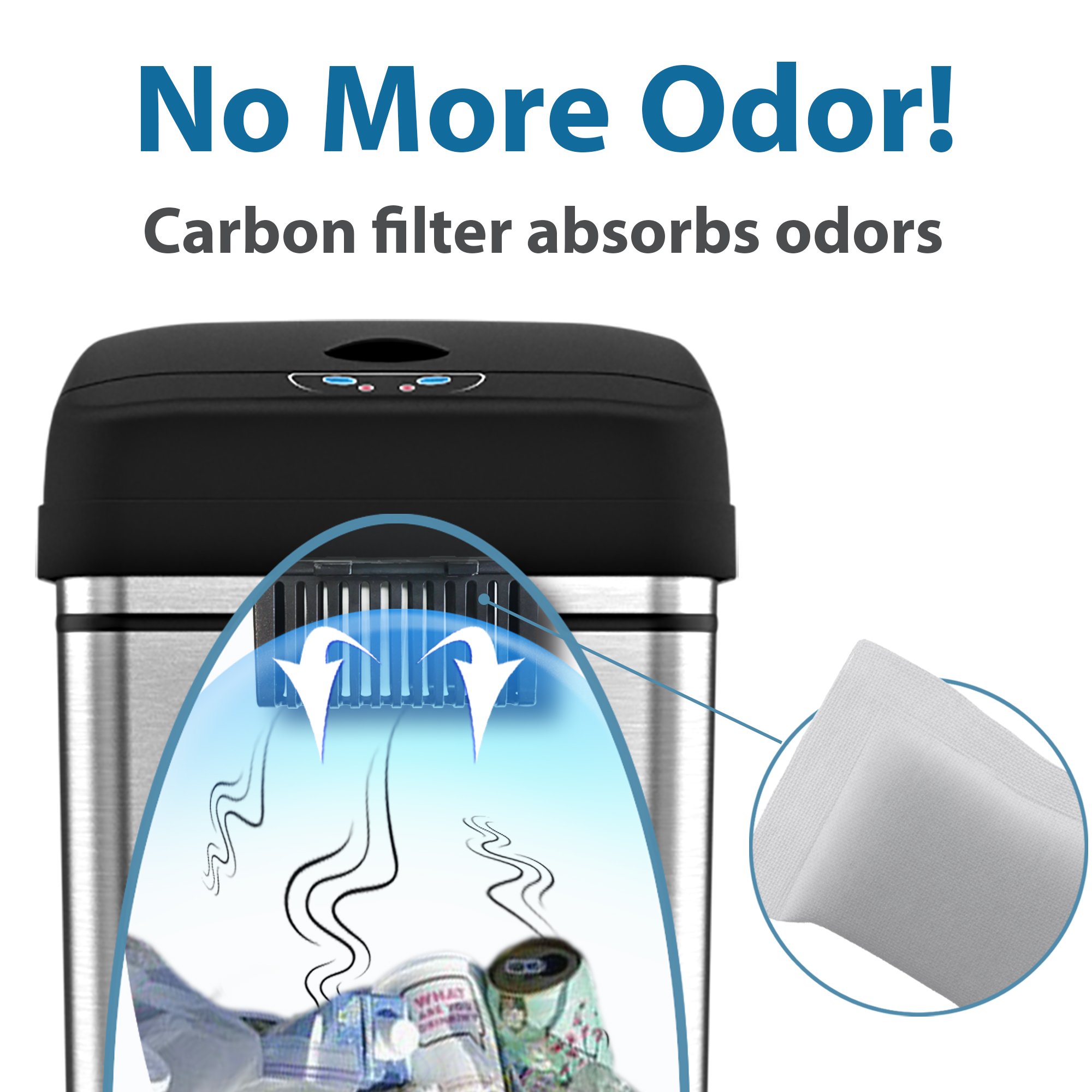Automatic 13 Gallon Touchless Sensor Trash Can with Power AC Adapter - Hands-Free Kitchen & Office Waste Bin for Hygienic Disposal