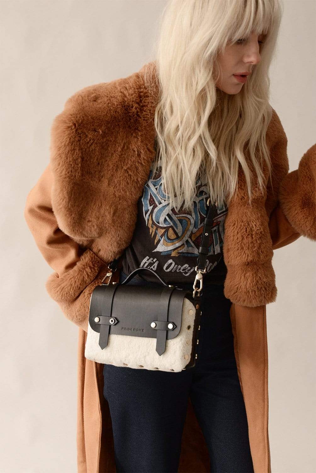 The WEEK/END Vegan Shearling Crossbody Bag - Stylish & Cruelty-Free Shoulder Purse for Women | Perfect for Travel, Shopping & Everyday Use