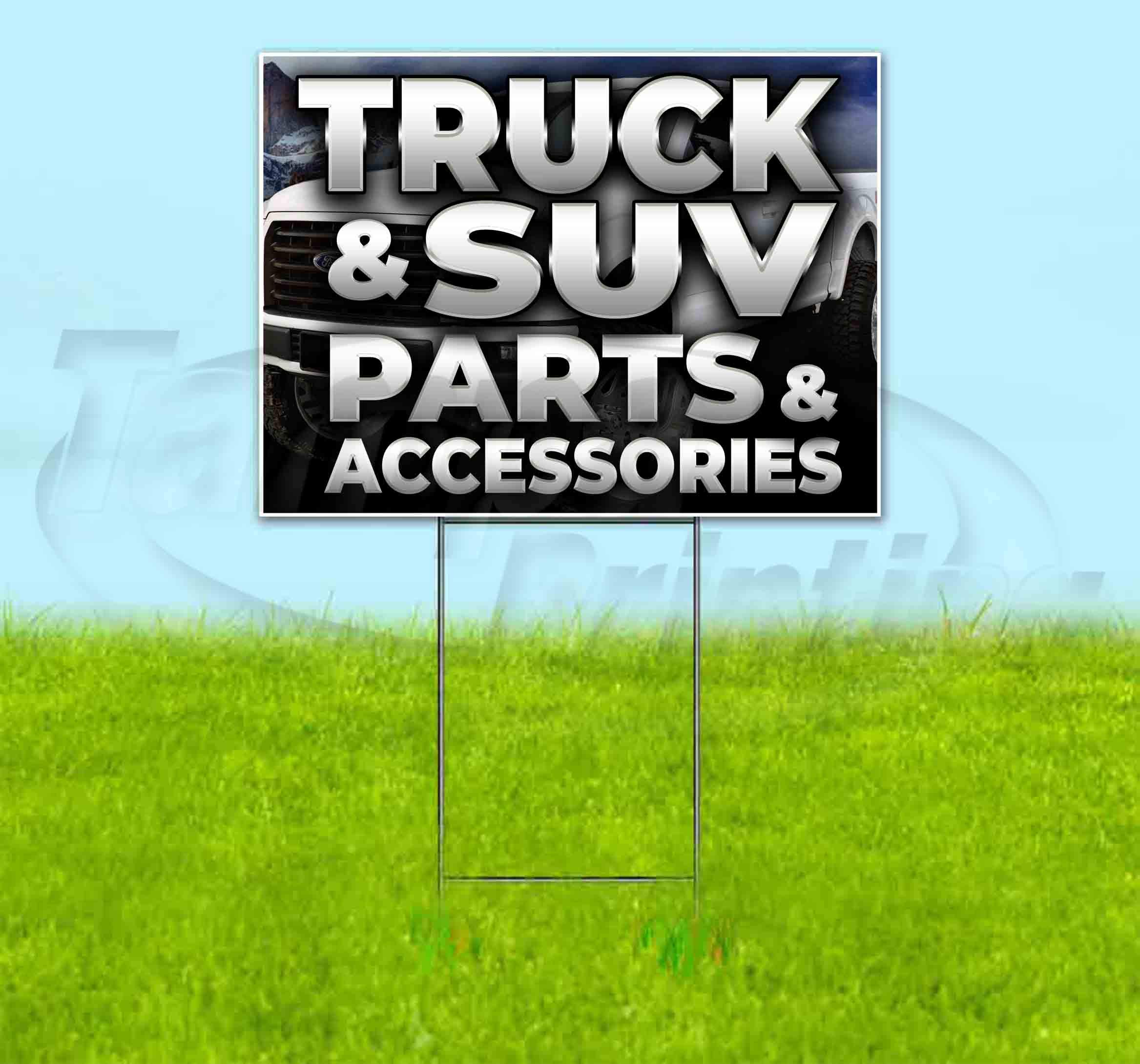 18x24 Inch Heavy Duty Truck & SUV Parts Yard Sign with Metal Step Stake - Multi-Pack Discounts | Durable Outdoor Advertising for Auto Shops, Dealerships & Car Enthusiasts | Made in USA