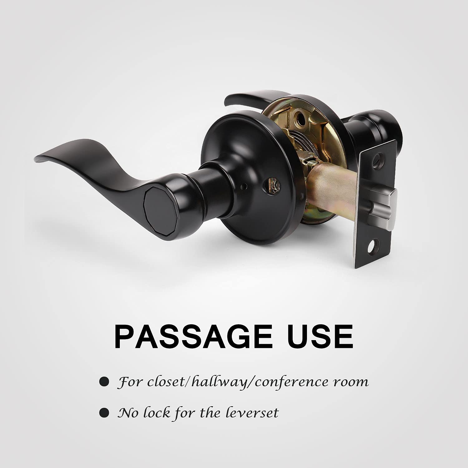 KNOBWELL 4-Pack Matte Black Door Lever Set - Reversible for Hall/Closet Doors
