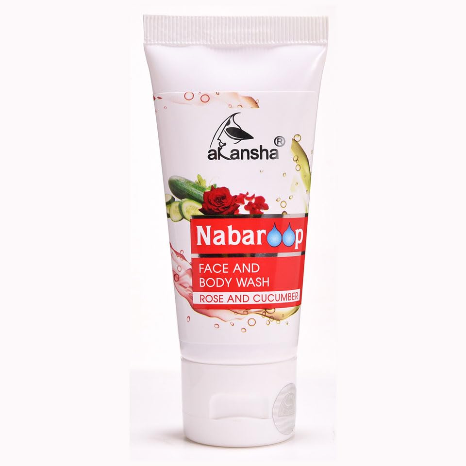 AKANSHA Nabaroop Ayurvedic Natural Face and Body Wash for Men & Women - 50ml (Rose & Cucumber) | Gentle Cleansing for All Skin Types | Perfect for Daily Skincare Routine & Spa Days
