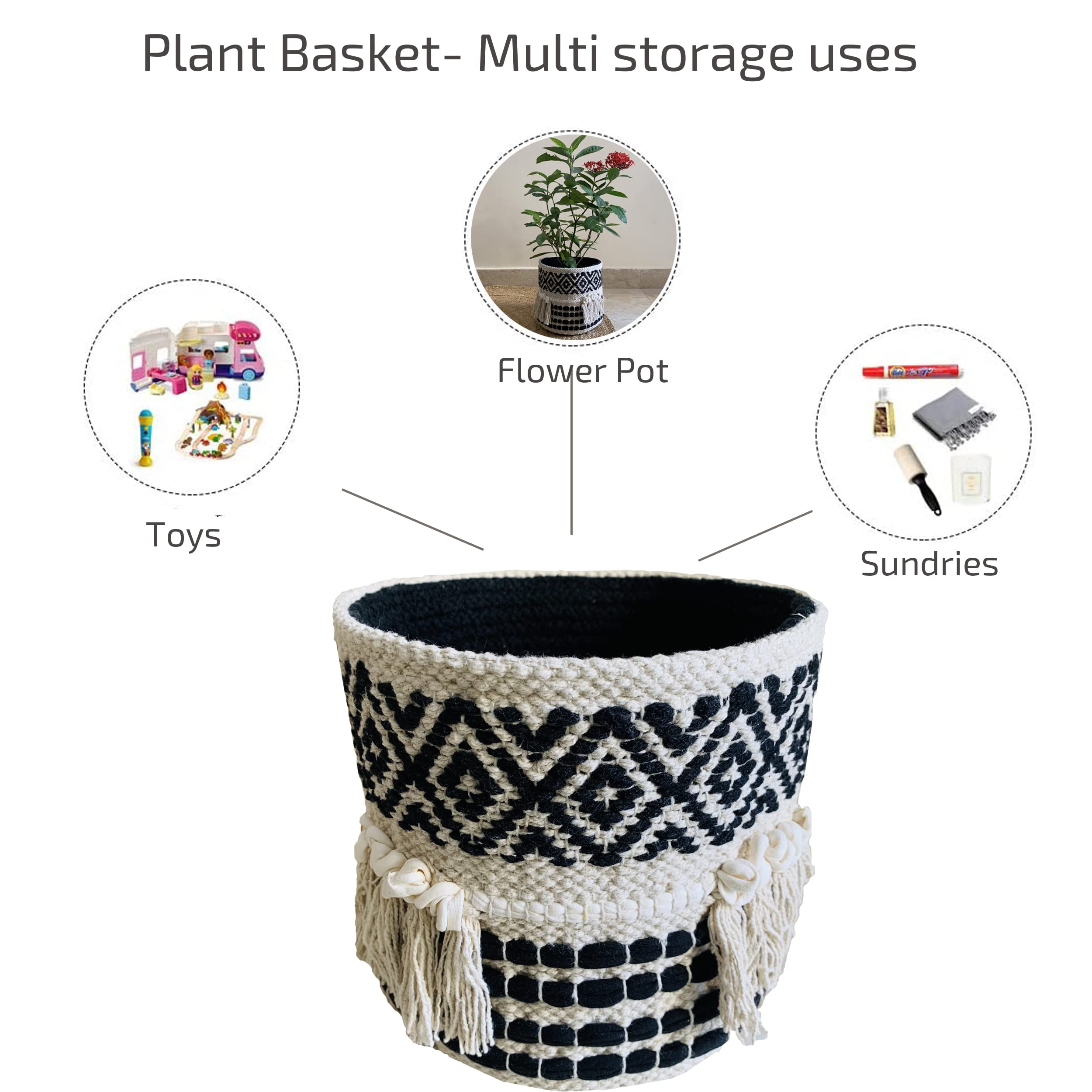 Boho Handwoven Plant Basket - 9