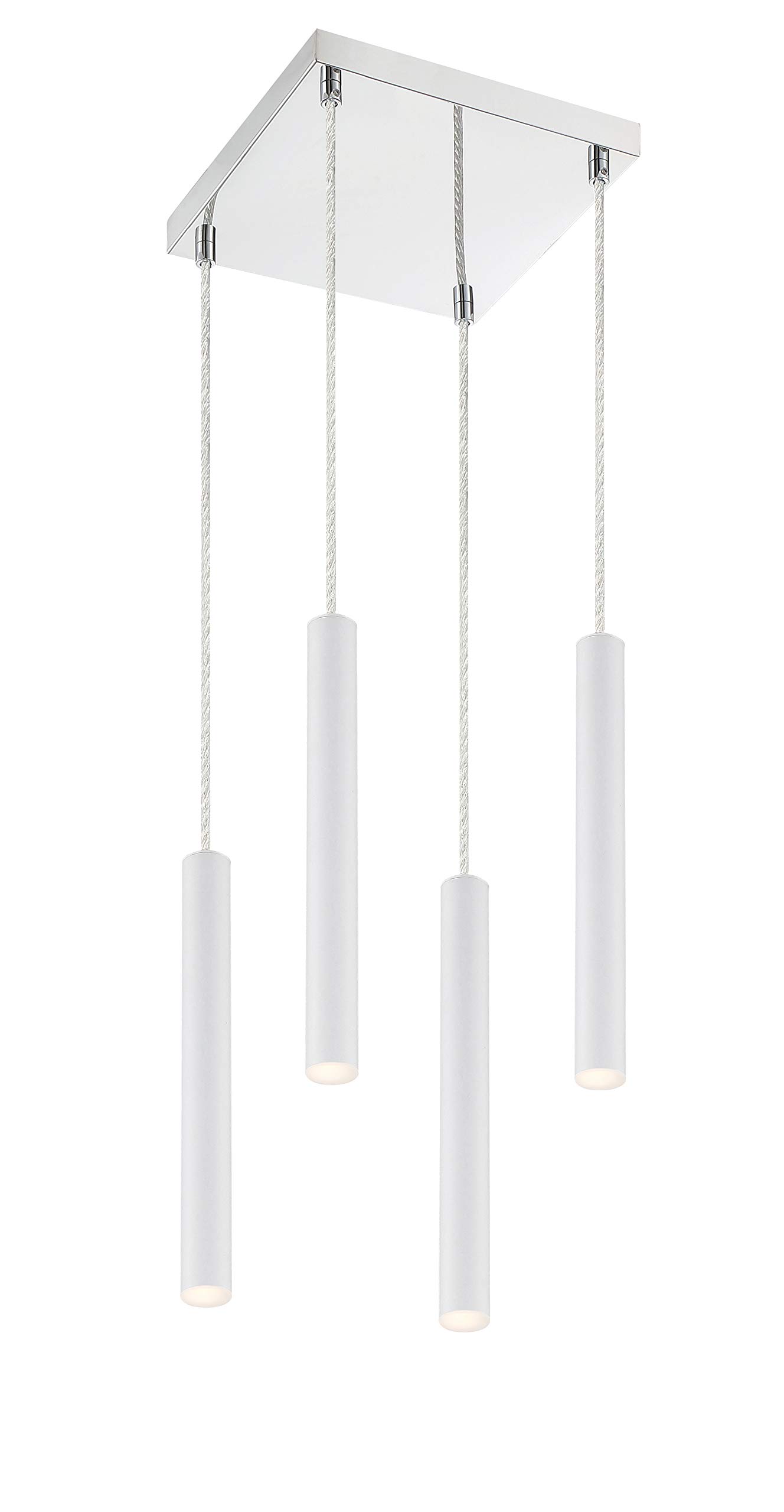 4-Light Matte White Pendant Lighting Fixture for Kitchen Island, Dining Room & Billiard Table - Modern Farmhouse & Industrial Style Chandelier