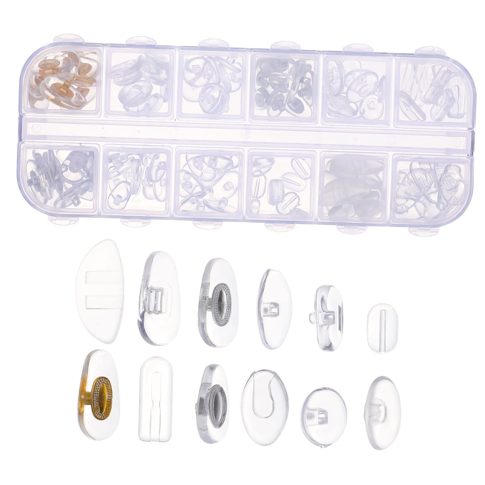 HOMSFOU Glasses Repair Kit - 1 Set of Eyeglass Screws, Nose Pads & Interchangeable Comfort Pads for Frameless & Regular Glasses - Essential Eyewear Accessories for Home, Office & Travel Use