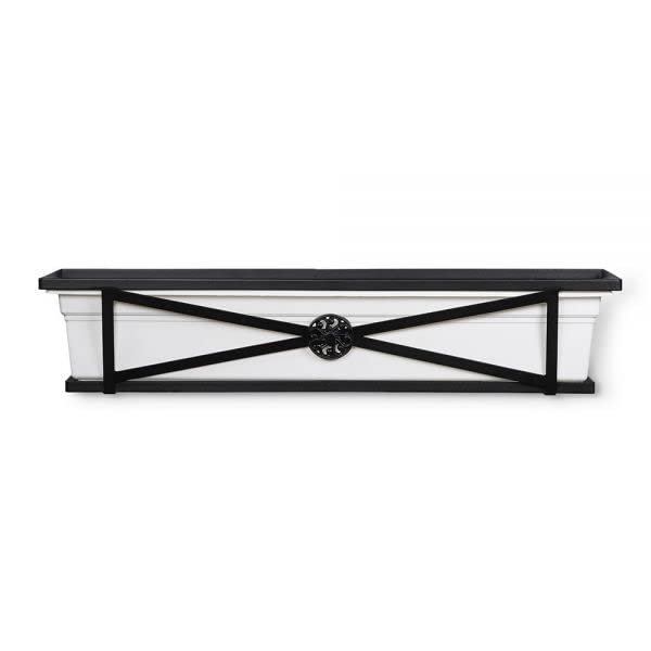 30 Inch The Medallion Tapered Iron Window Box with Oil-Rubbed Bronze Metal Liner - Elegant Flower Planter for Indoor & Outdoor Home Decor, Garden, Patio, and Balcony