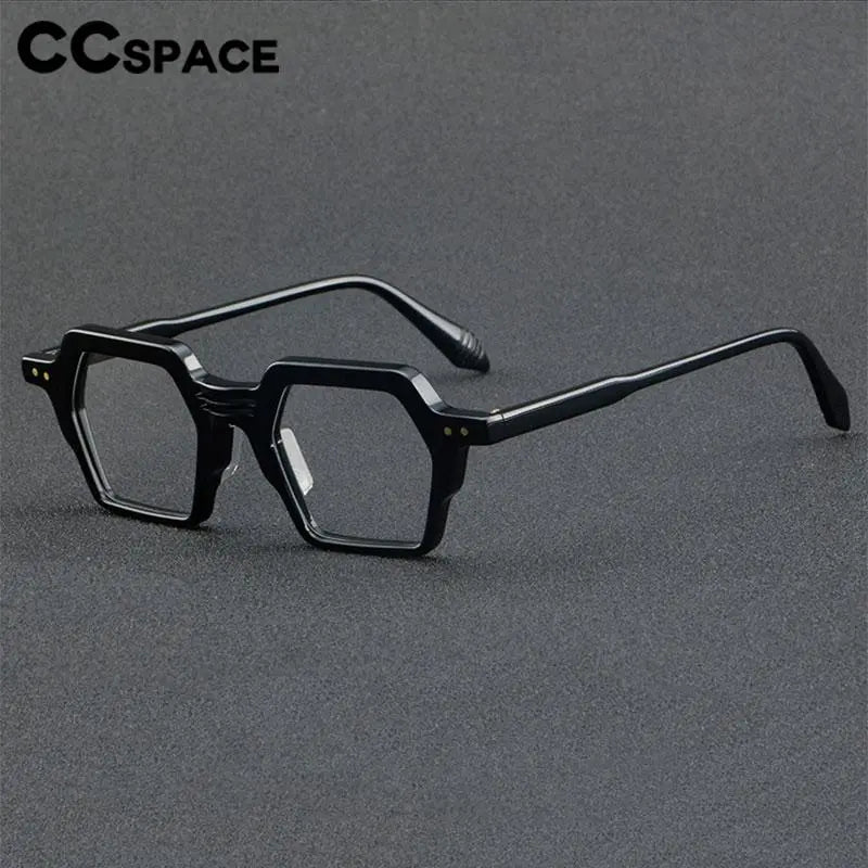 CCspace Unisex Full Rim Polygon Acetate Eyeglasses 56914 - Stylish & Durable Frame for Men & Women - Perfect for Work, Reading & Fashion Accessories