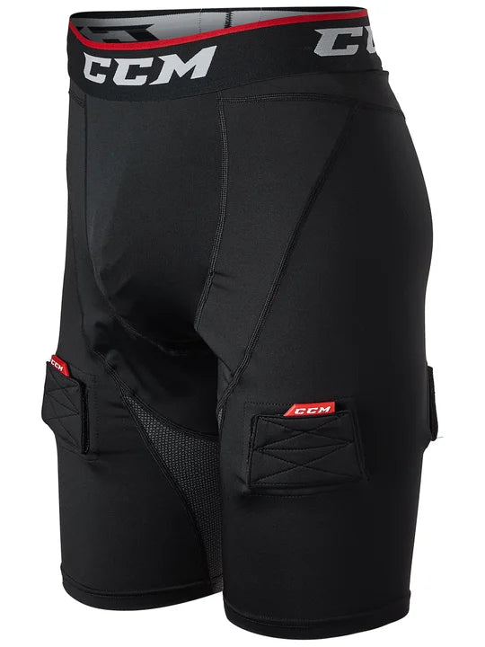 CCM Compression Senior Shorts with Built-in Jockstrap - Moisture-Wicking, Breathable & Supportive for Sports & Workouts - Ideal for Running, Gym & Athletic Activities
