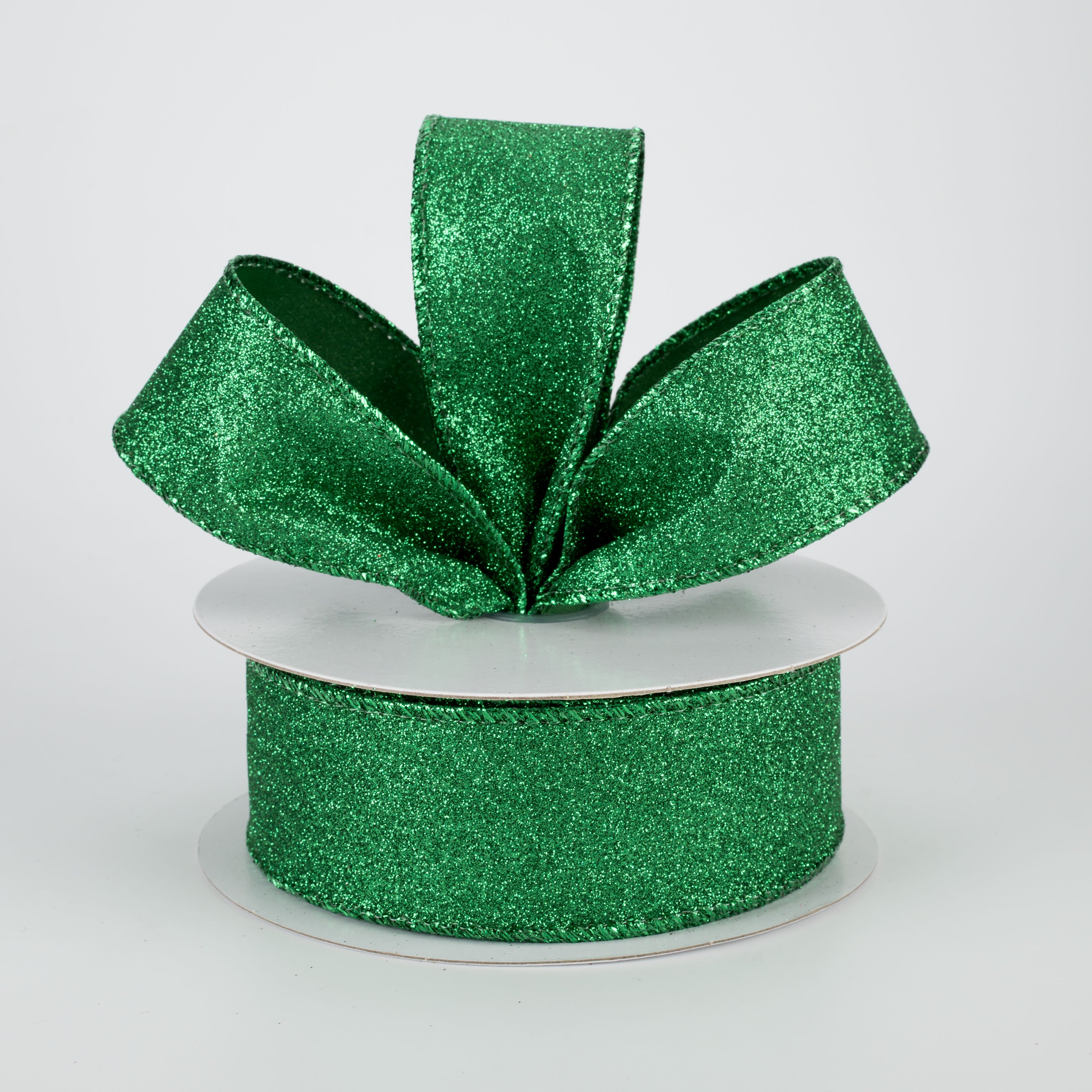 1.5 Inch Wide Flat Glitter Ribbon - Emerald Green (10 Yards) for Gift Wrapping, DIY Crafts, Party Decorations, and Scrapbooking