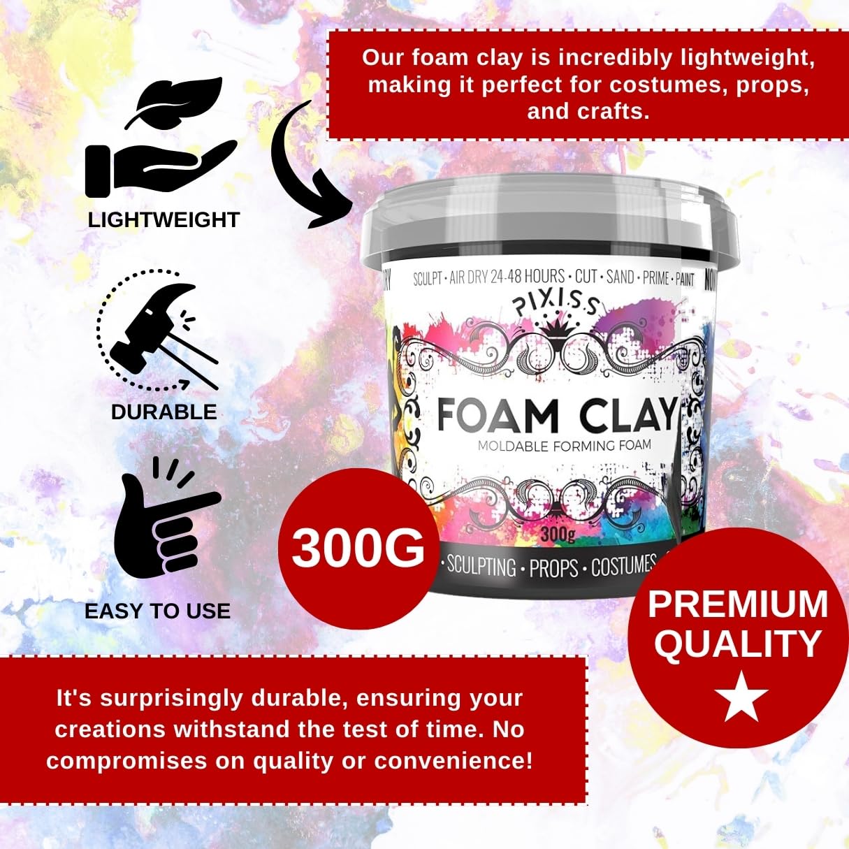 Premium Light Pink Moldable Cosplay Foam Clay - 300g Air Dry Modeling Clay for Cosplay, DIY Crafts & Sculpting - Quick Drying Flexible Foam Clay - Perfect for Costume Props, Anime Figures & Creative Projects