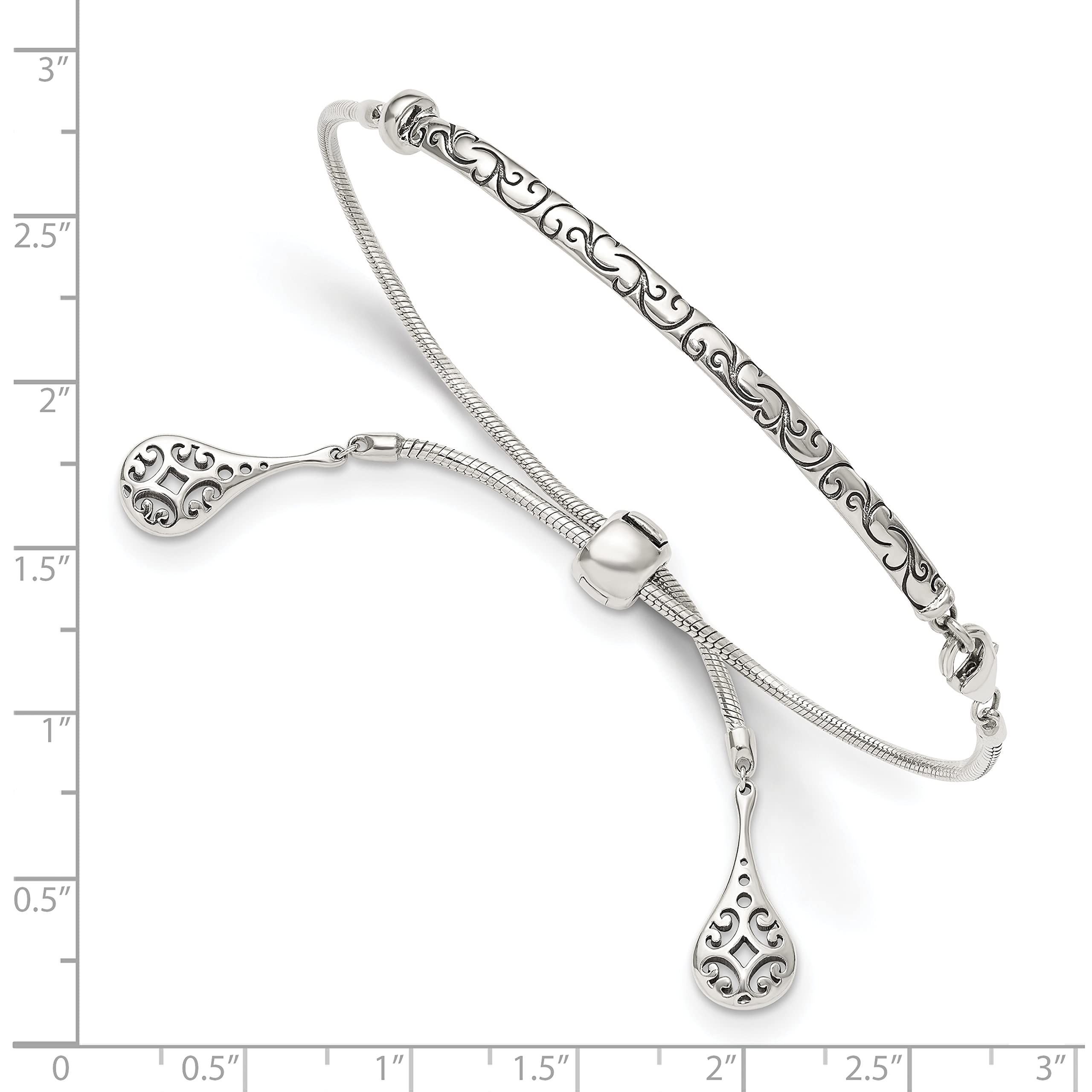 Antiqued Sterling Silver Filigree Adjustable Drop Bracelet for Women - Elegant Jewelry for Parties, Weddings & Everyday Wear