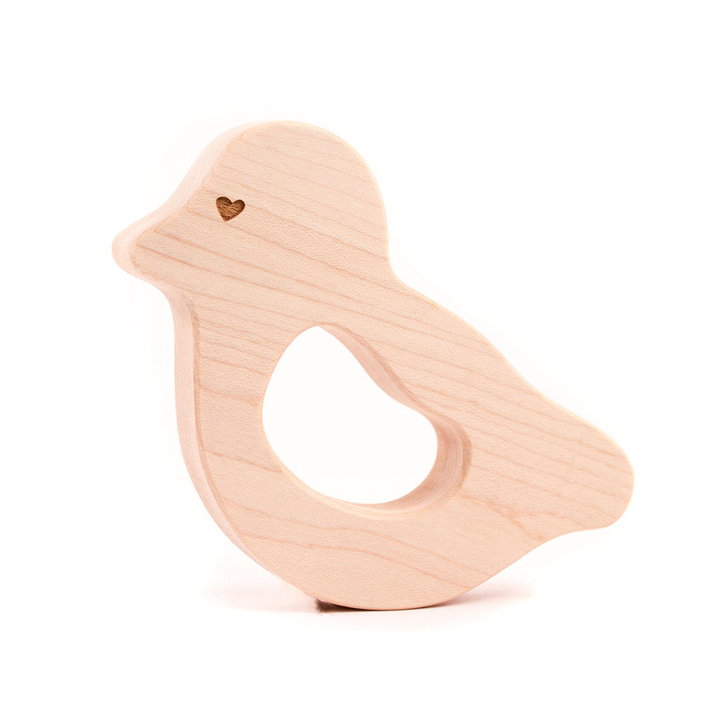 Natural Wooden Teether for Babies - Safe & Non-Toxic Love Bird Design - Perfect for Soothing Sore Gums During Teething | Ideal Baby Shower Gift & Infant Chewing Toy