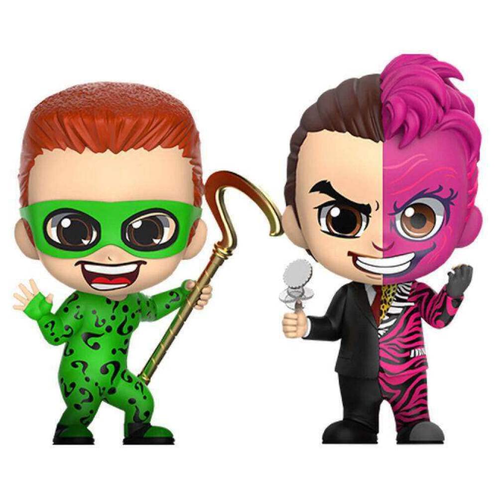 Hot Toys Cosbaby The Riddler & Two-Face Collectible Figure Set - Perfect for DC Comics Fans, Display Shelf & Office Desk Decor