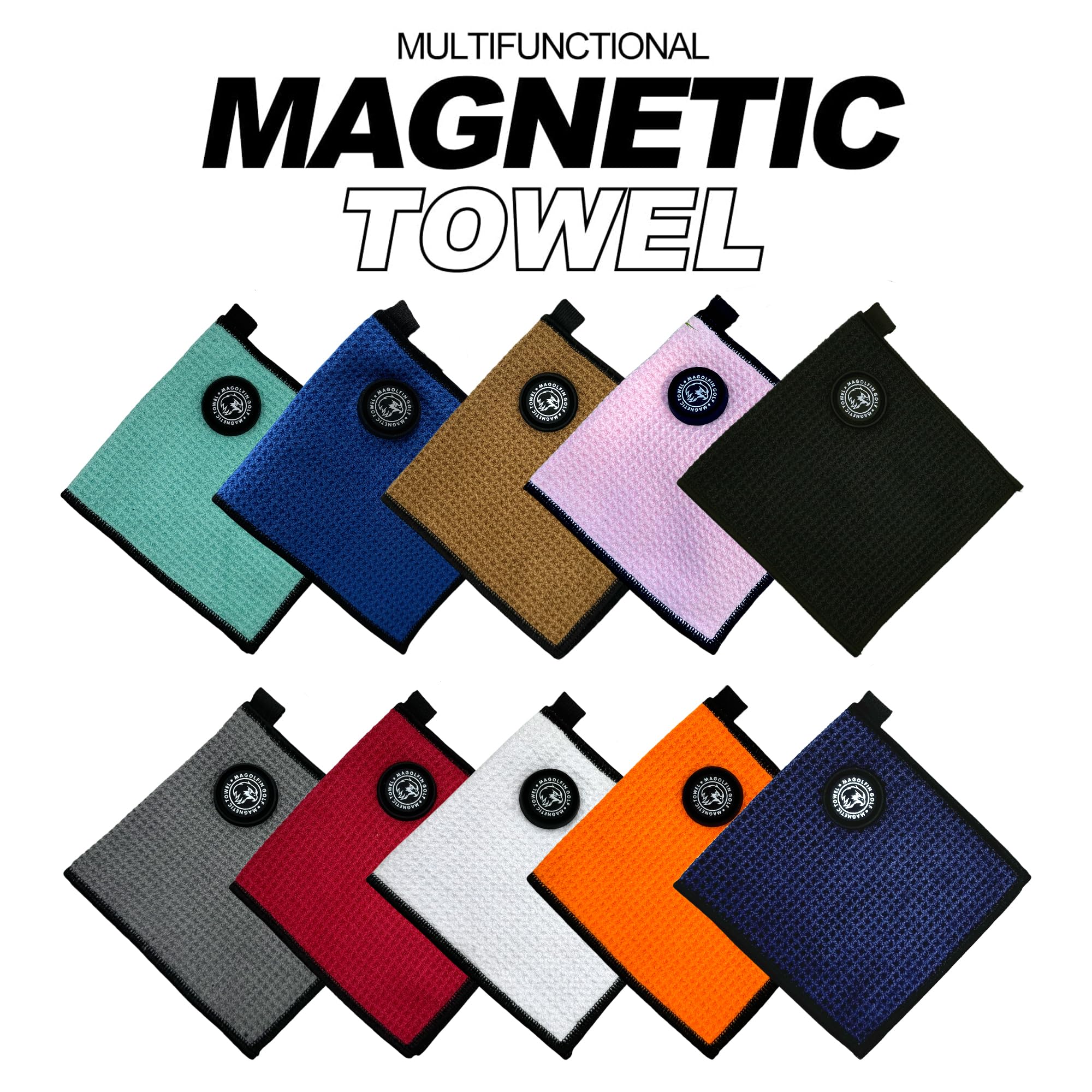 Premium Magnetic Golf Towel with Clip | Microfiber Waffle Design for Superior Absorption | Strong Industrial Magnet for Golf Balls, Bags & Carts | Gray | Perfect for Golf Course, Driving Range & Practice Sessions