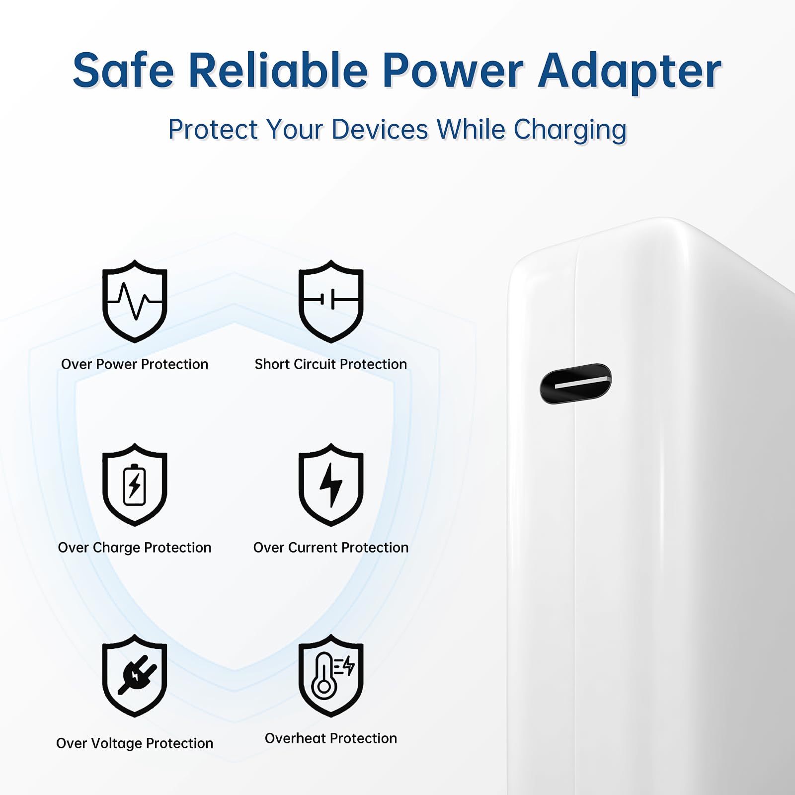 61W USB-C Power Adapter for MacBook Pro/Air 13/14 Inch - Fast Charging with Type-C Cable - Perfect for Home, Office & Travel Use