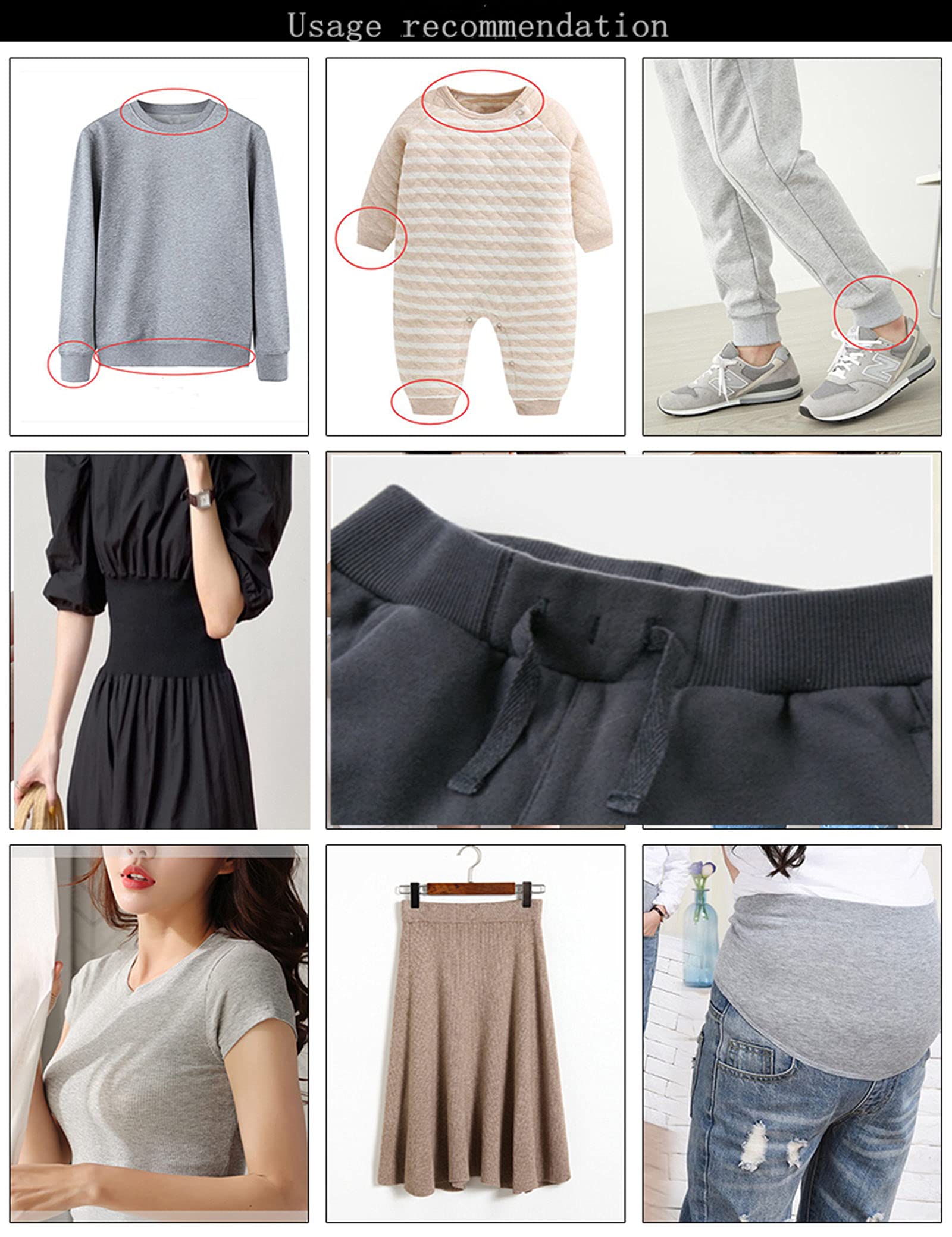 TinaKim Premium Rib Knit Fabric for Waistbands, Collars & Sleeve Cuffs - Jacket & Hoodie Material (Milk White 66, 43x8in) - Perfect for DIY Fashion Projects & Clothing Repairs