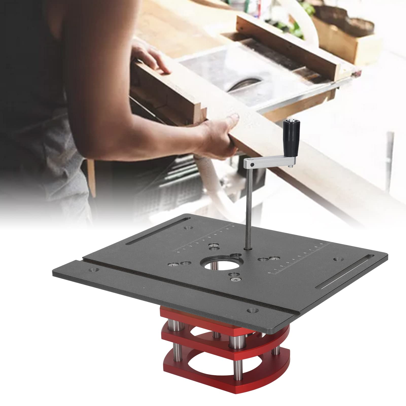 High Precision Router System Kit - Manual Lifting Router Table with Saw Insert Base Plate for Woodworking, Slotting & Trimming | Perfect for DIY Projects, Cabinet Making & Small Wood Crafts