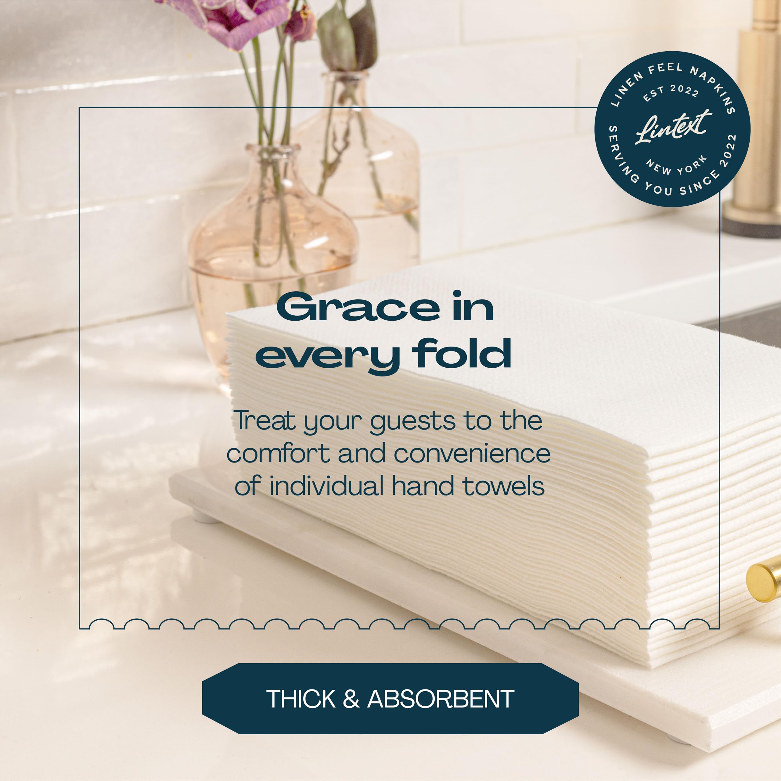 200-Pack Lintext Premium Disposable Linen-Feel Guest Towels - 12