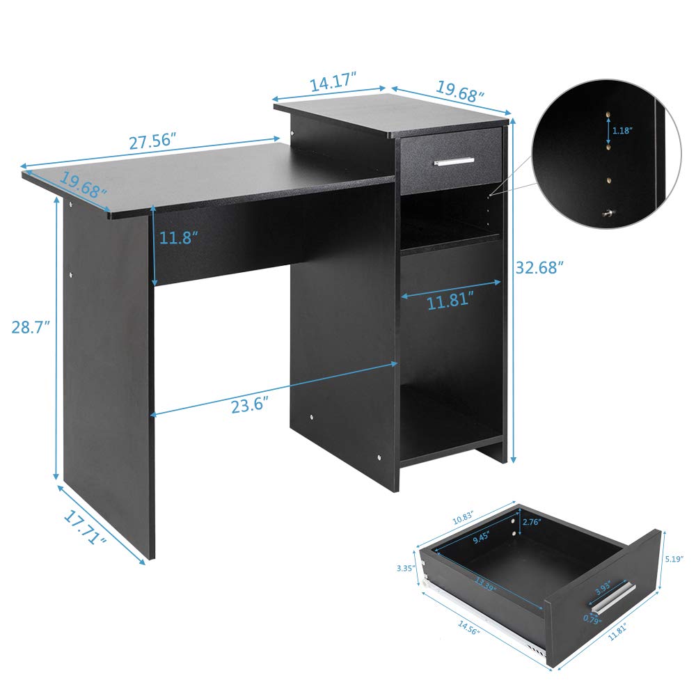 Ergonomic Computer Desk with Storage Drawers - Home Office & Study Writing Desk for PC, Laptop - Perfect for Small Spaces & Remote Work