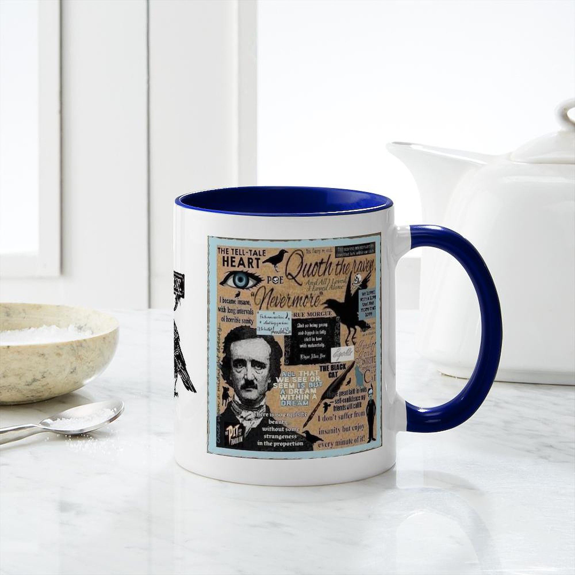 Poe Themed 11 oz (325 ml) Ceramic Coffee Mug - Perfect for Tea, Hot Chocolate & Office Use - Great Gift for Book Lovers & Edgar Allan Poe Fans