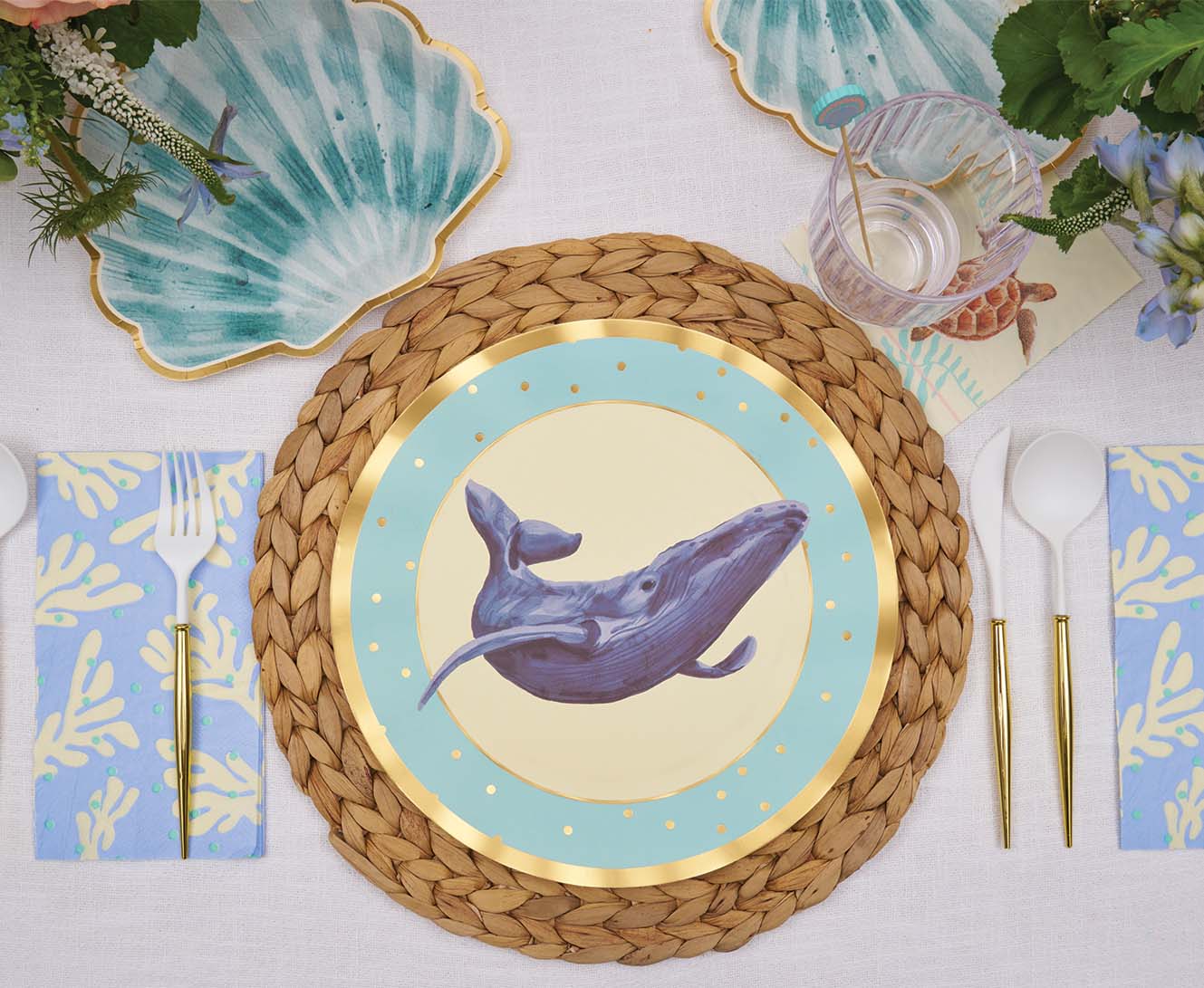 Pastel Sea Die-Cut Shell Salad Plates - Set of 8 | Elegant Beach-Themed Dinnerware for Summer Parties, Picnics & Coastal Dining Decor