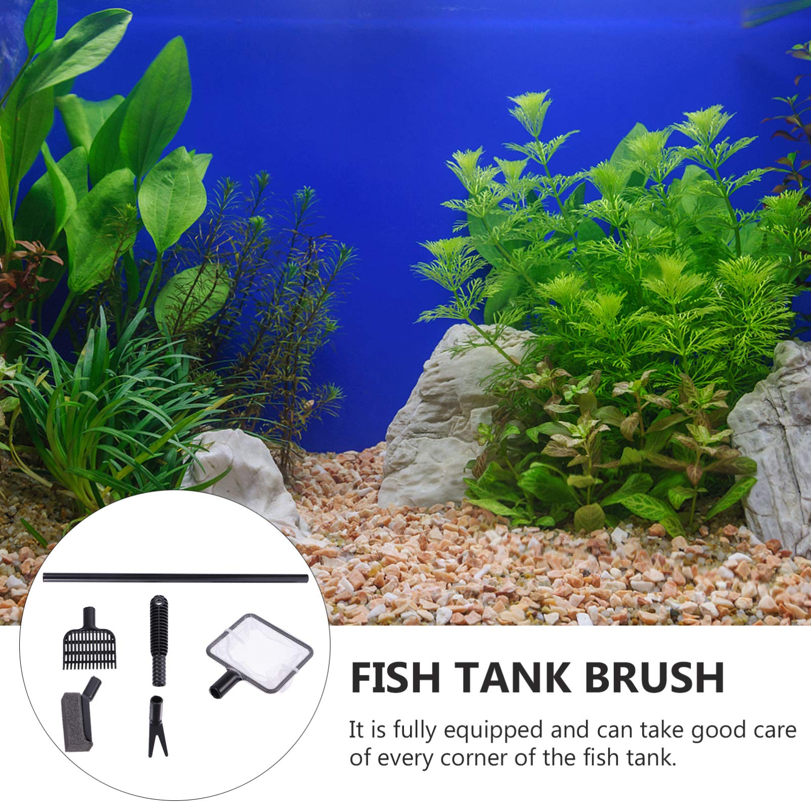 Balacoo Aquarium Cleaning Kit - 1 Set Glass Scraper, Fish Tank Brush, Cleaning Pad & Net - Professional Deep Cleaning Tools for Freshwater & Saltwater Tanks - Perfect for Algae Removal, Glass Scrubbing & Tank Maintenance