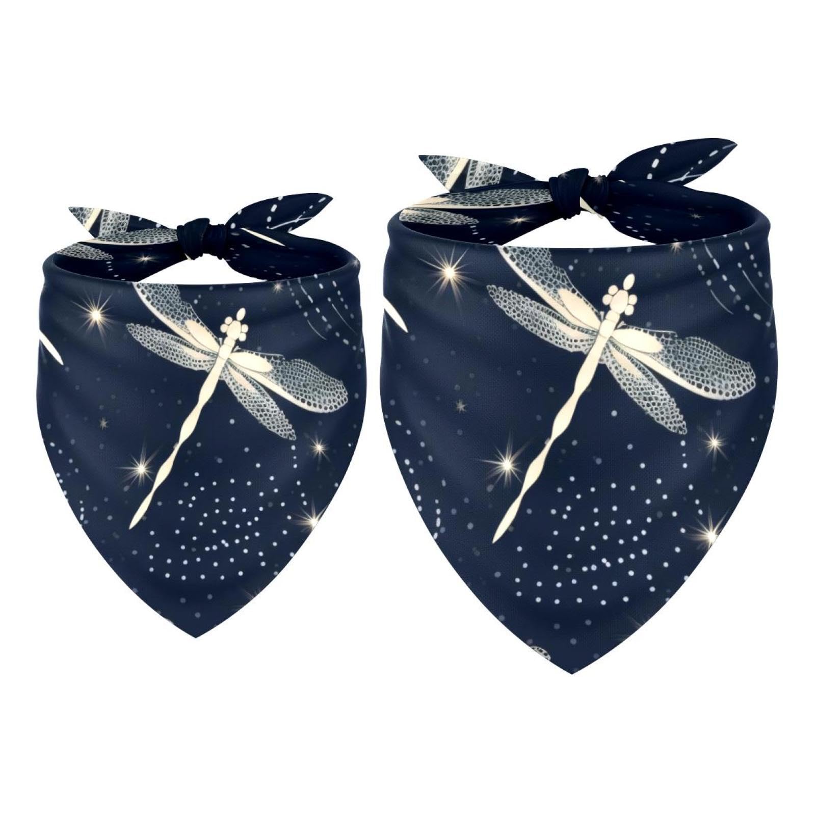 2-Piece Abstract Dragonfly Dog Bandanas - Pet Scarf & Square Bibs for Wedding Photo Props & Daily Use | Stylish Pet Accessories for Dogs