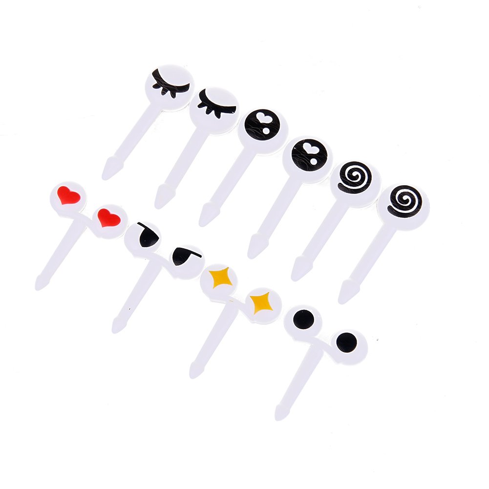 Winnereco 10-Piece Mini Fruit Forks Set - Cute Cartoon Design for Kids, Perfect for Fruits, Desserts, Snacks & Parties | BPA-Free Plastic Children's Utensils